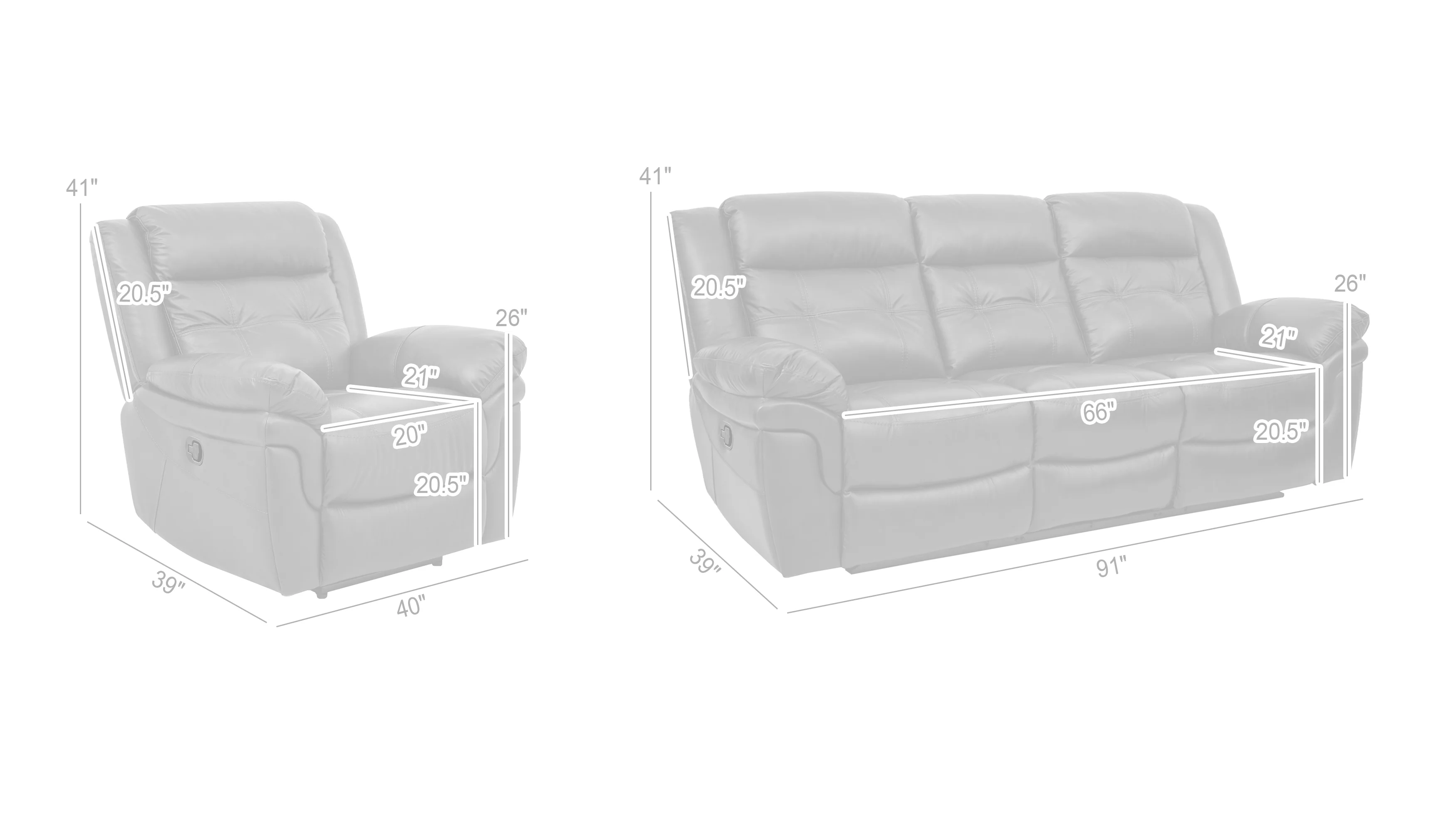Marcel Manual Reclining 2 Piece Sofa and Recliner Set in Dark Brown Leather By Armen Living - Image 9
