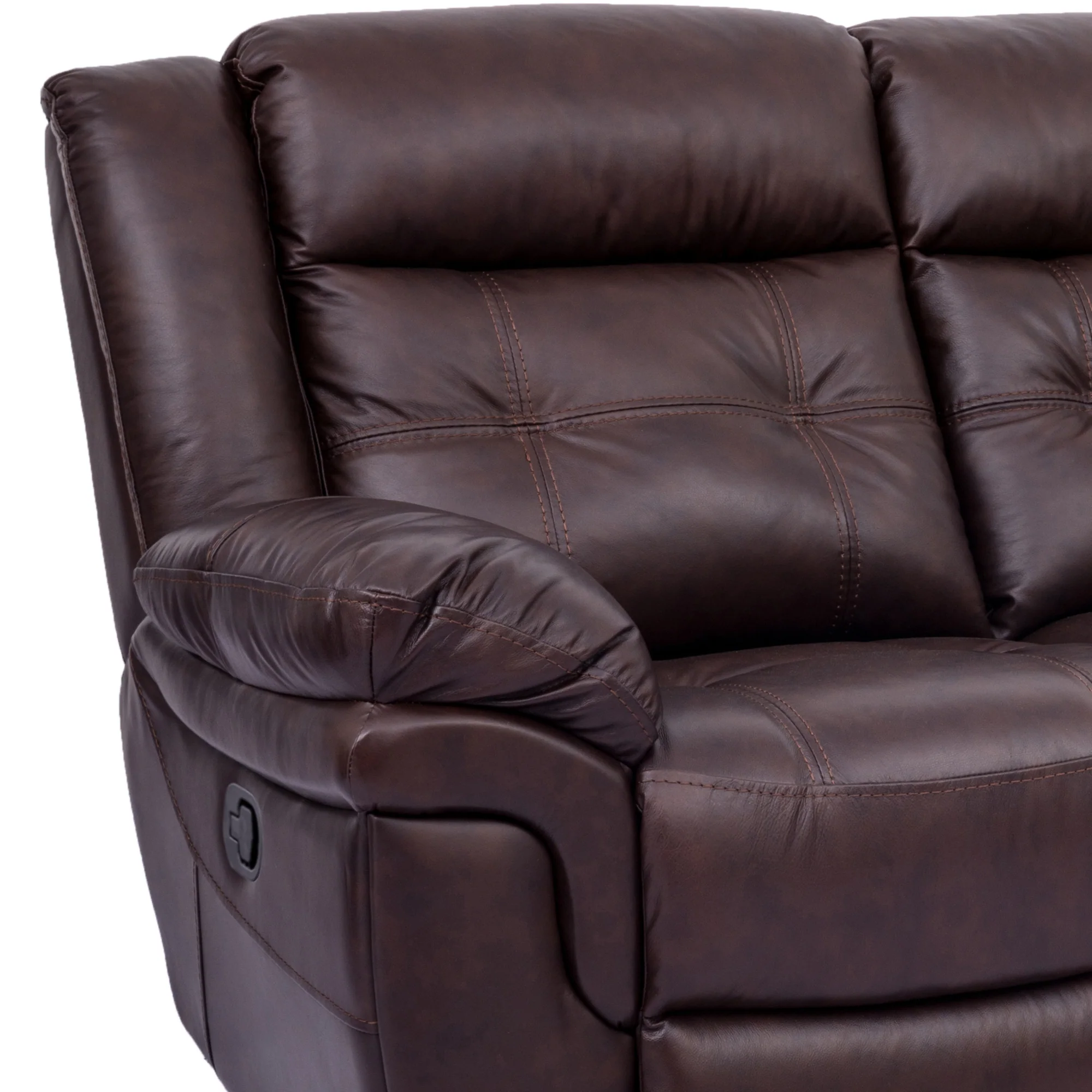 Marcel Manual Reclining Sofa in Dark Brown Leather By Armen Living - Image 6