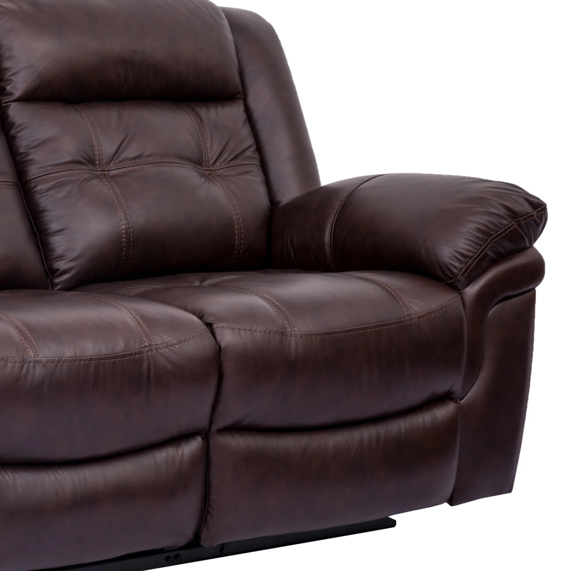 Marcel Manual Reclining Sofa in Dark Brown Leather By Armen Living - Image 7