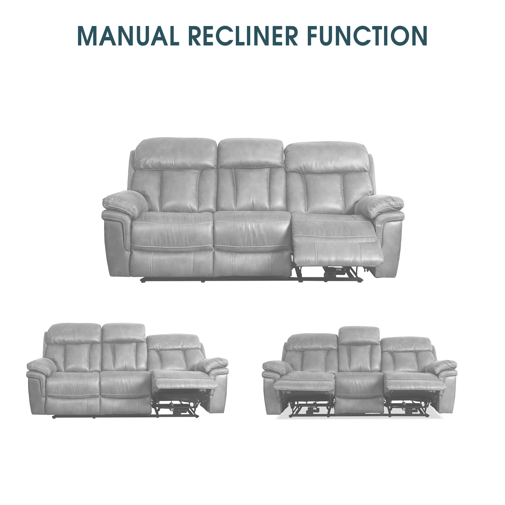 Marcel Manual Reclining Sofa in Dark Brown Leather By Armen Living - Image 9