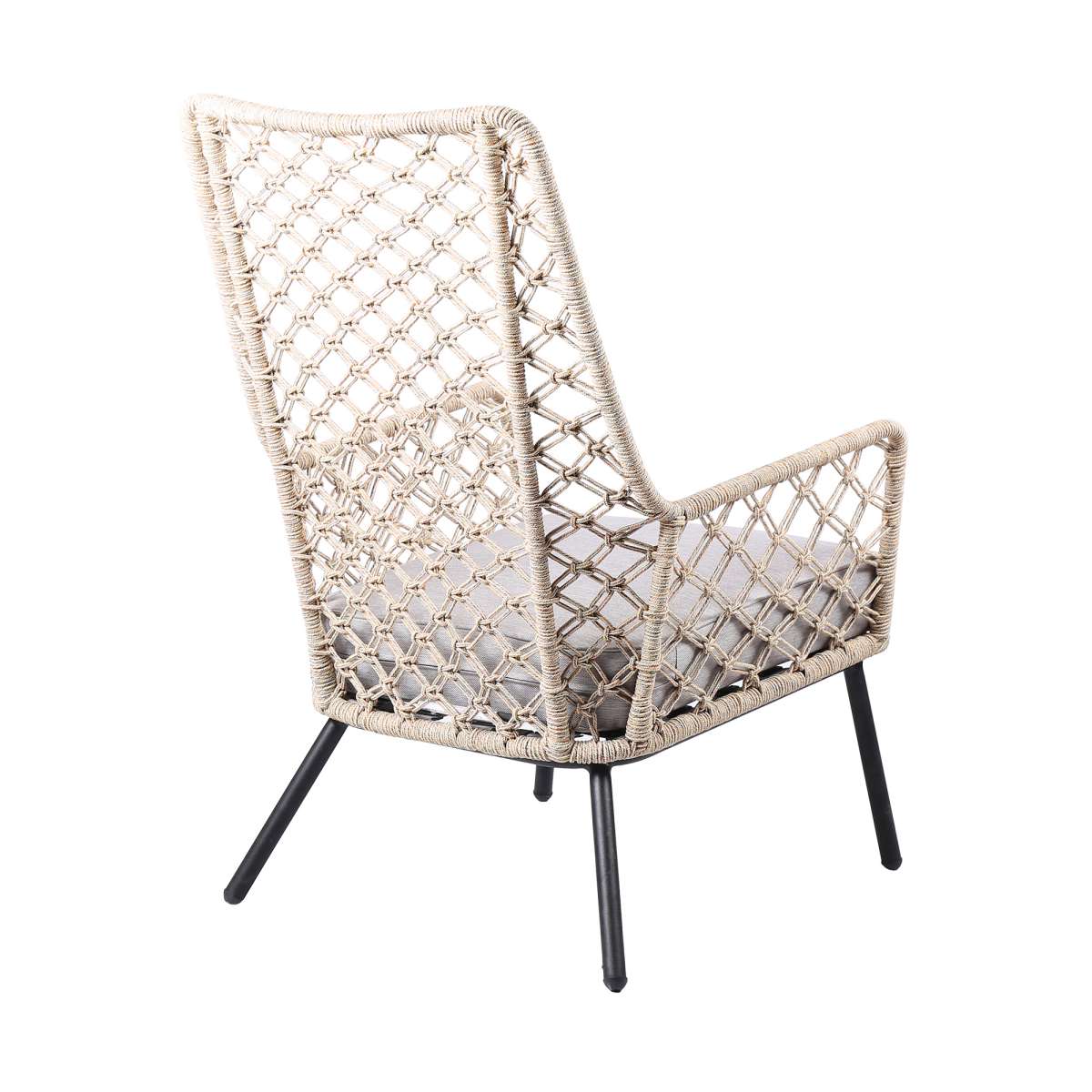 Marco Indoor Outdoor Steel Lounge Chair with Grey Rope and Grey Cushion By Armen Living - Image 10