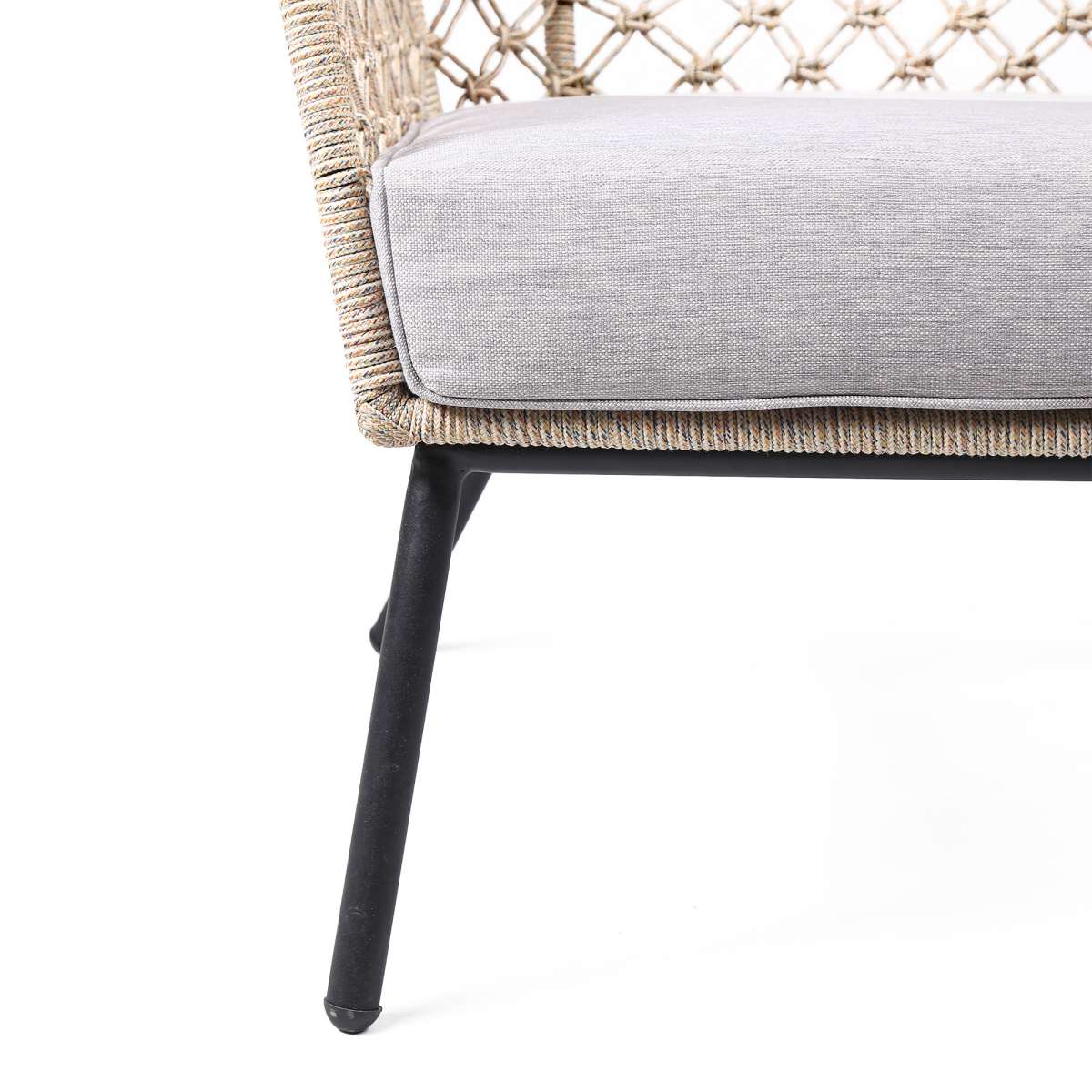 Marco Indoor Outdoor Steel Lounge Chair with Grey Rope and Grey Cushion By Armen Living - Image 13