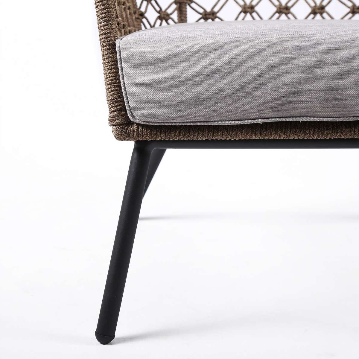 Marco Indoor Outdoor Steel Lounge Chair with Grey Rope and Grey Cushion By Armen Living - Image 16