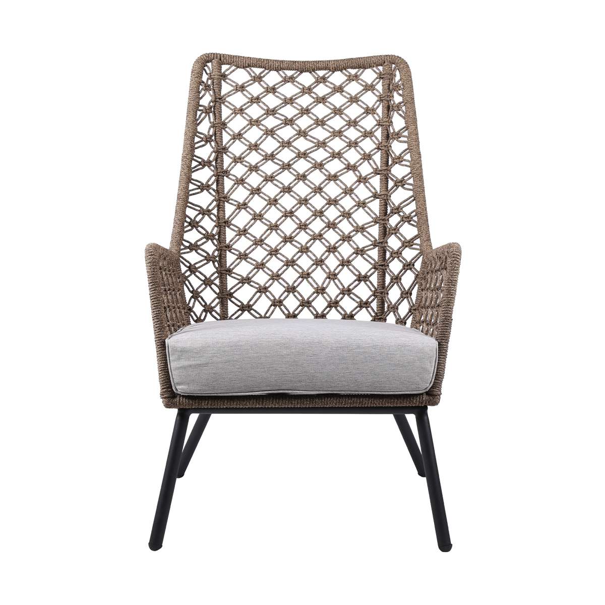Marco Indoor Outdoor Steel Lounge Chair with Grey Rope and Grey Cushion By Armen Living - Image 18