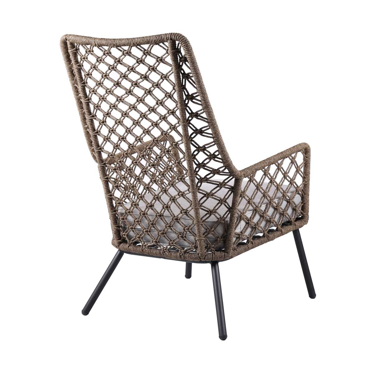 Marco Indoor Outdoor Steel Lounge Chair with Grey Rope and Grey Cushion By Armen Living - Image 19