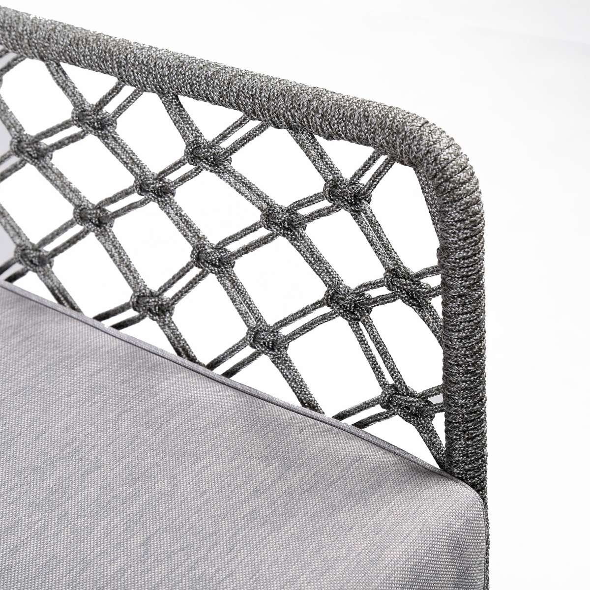 Marco Indoor Outdoor Steel Lounge Chair with Grey Rope and Grey Cushion By Armen Living - Image 6