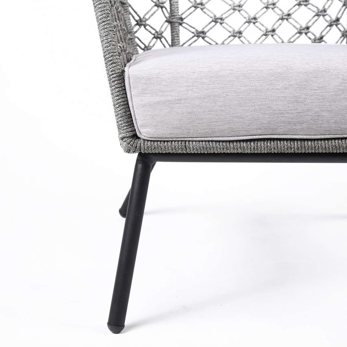Marco Indoor Outdoor Steel Lounge Chair with Grey Rope and Grey Cushion By Armen Living - Image 7