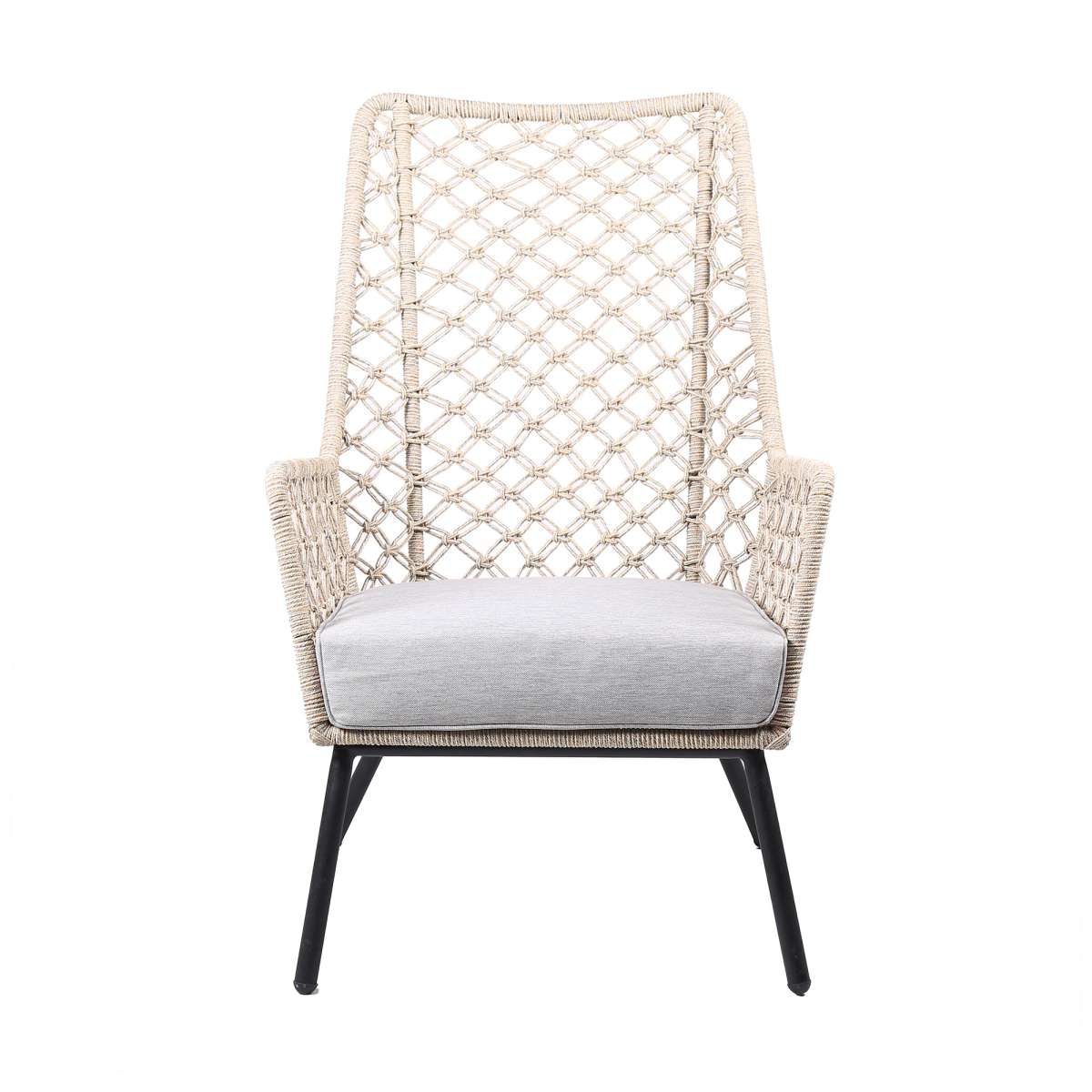Marco Indoor Outdoor Steel Lounge Chair with Grey Rope and Grey Cushion By Armen Living - Image 9