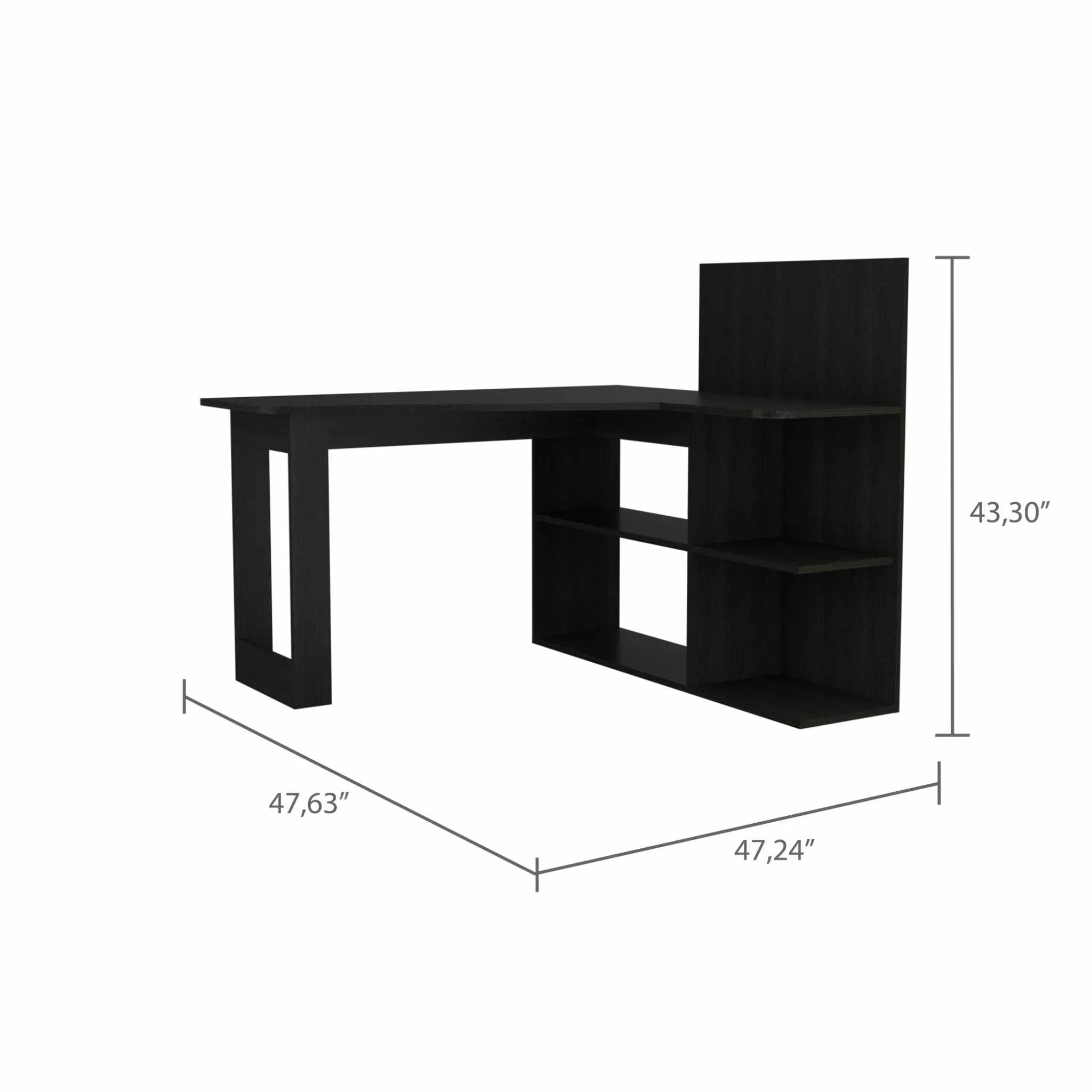 Marek Black L Shaped Computer Desk By Homeroots - Image 2