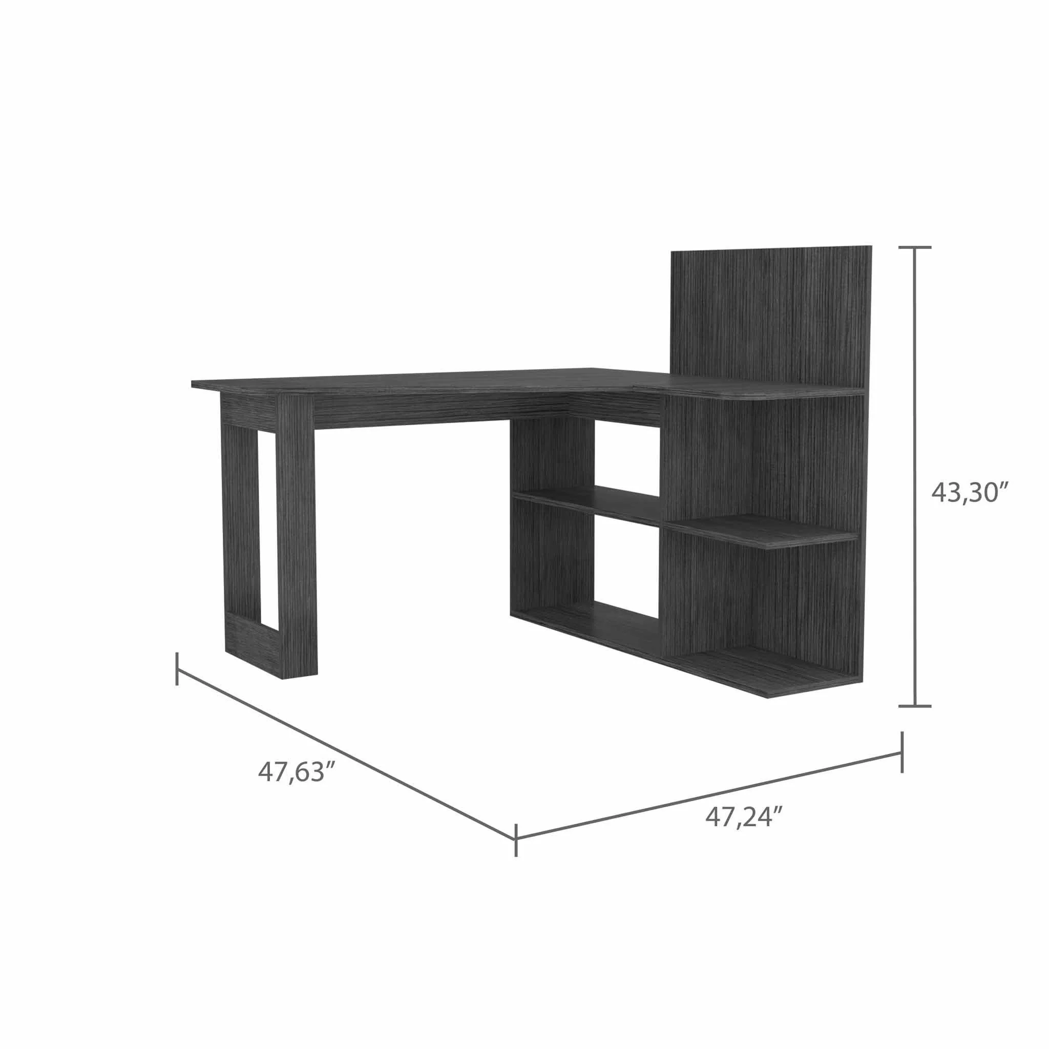 Marek Gray Oak L Shaped Computer Desk By Homeroots - Image 2