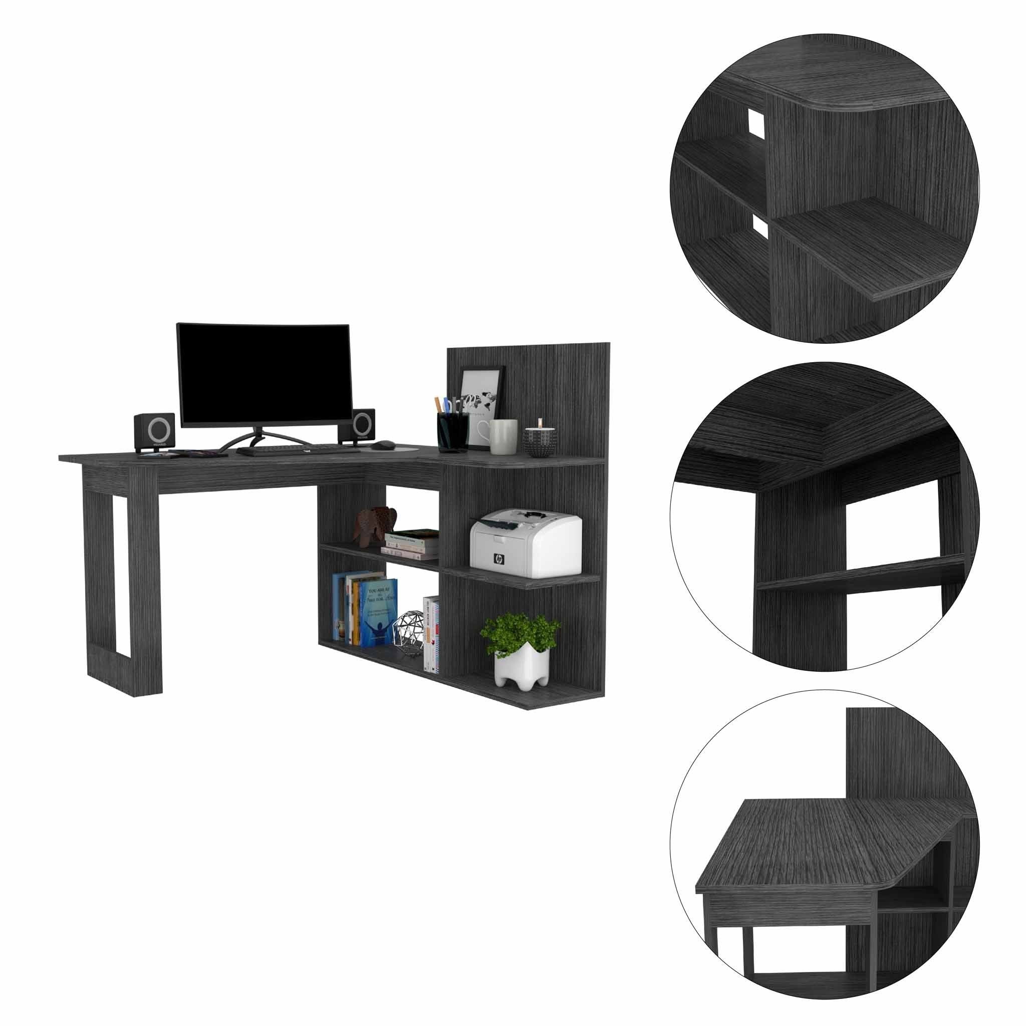 Marek Gray Oak L Shaped Computer Desk By Homeroots - Image 3