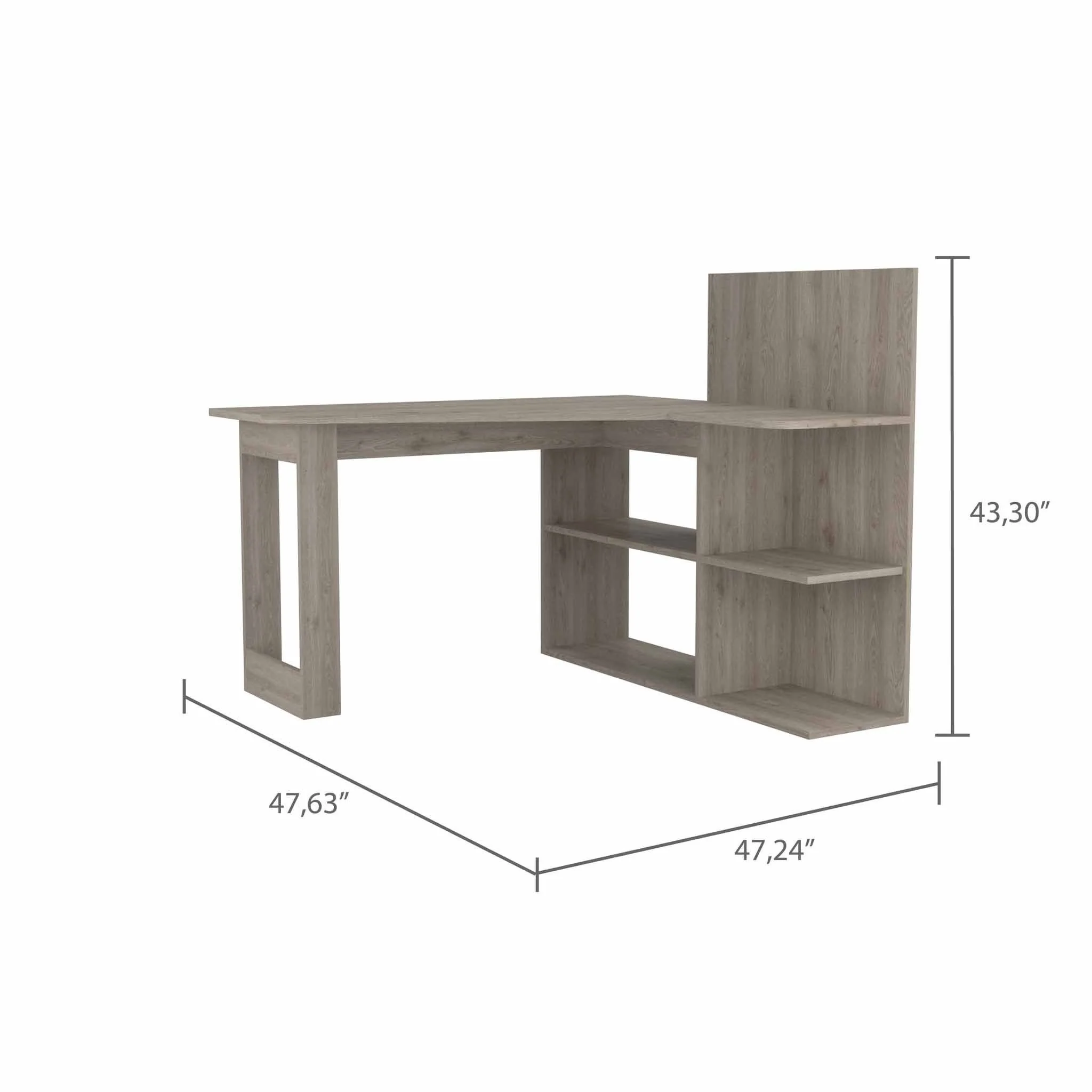 Marek Light Gray L Shaped Computer Desk By Homeroots - Image 2