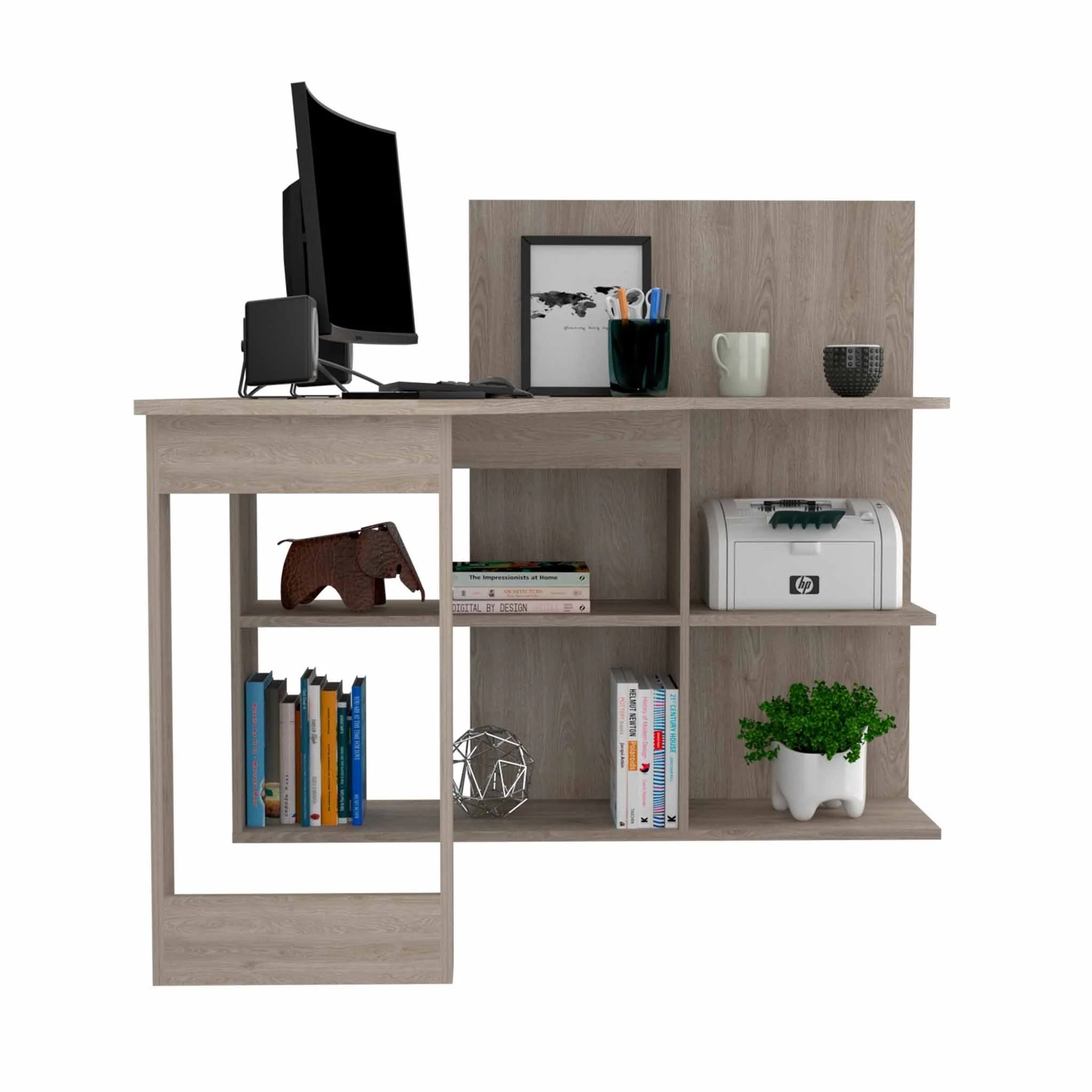 Marek Light Gray L Shaped Computer Desk By Homeroots - Image 5