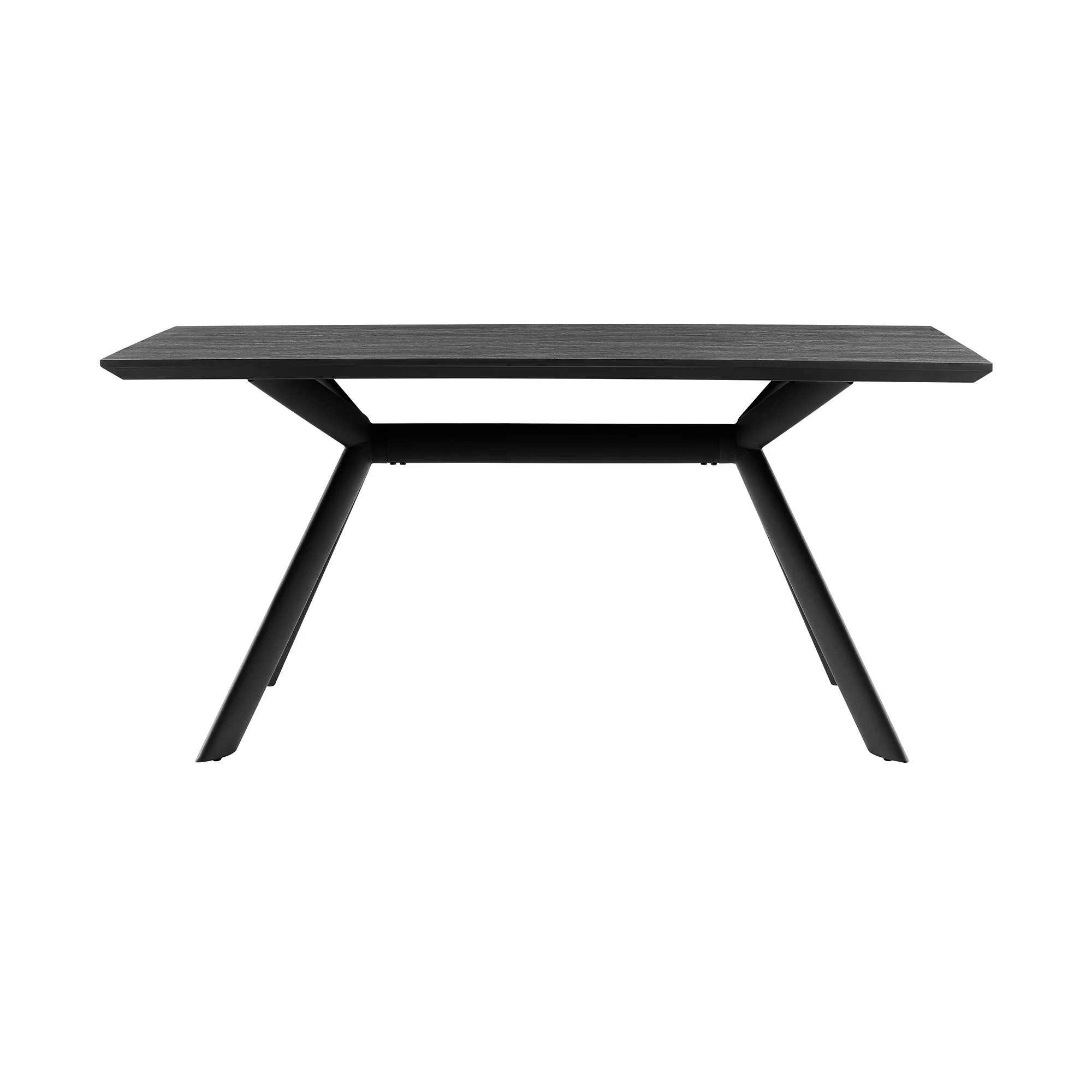 Margot and Rylee 7 Piece Modern Rectangular Dining Set in Black Melamine Wood and Blue Fabric By Armen Living - Image 13