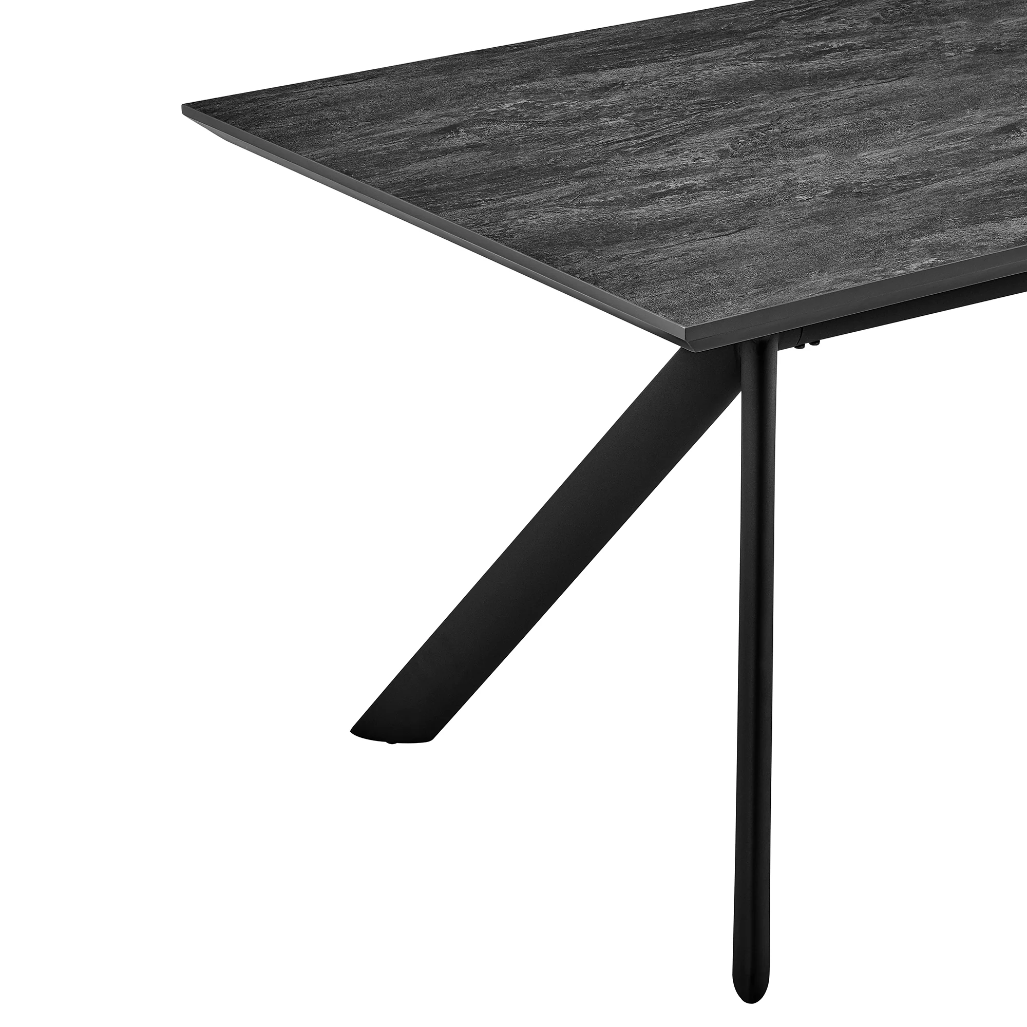 Margot and Rylee 7 Piece Modern Rectangular Dining Set in Black Melamine Wood and Blue Fabric By Armen Living - Image 16