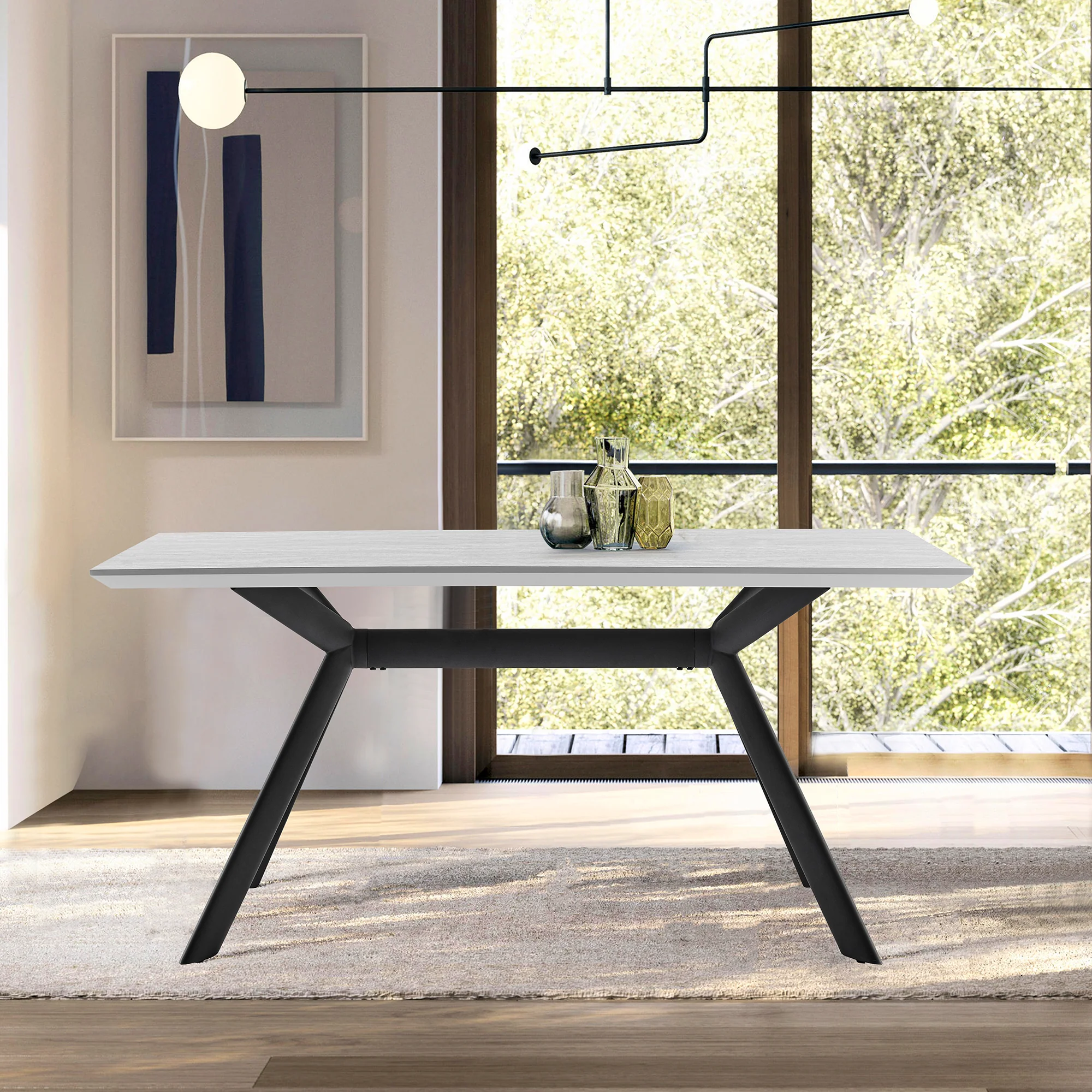 Margot Dark Gray Rectangular Dining Table with Black Finish By Armen Living - Image 7