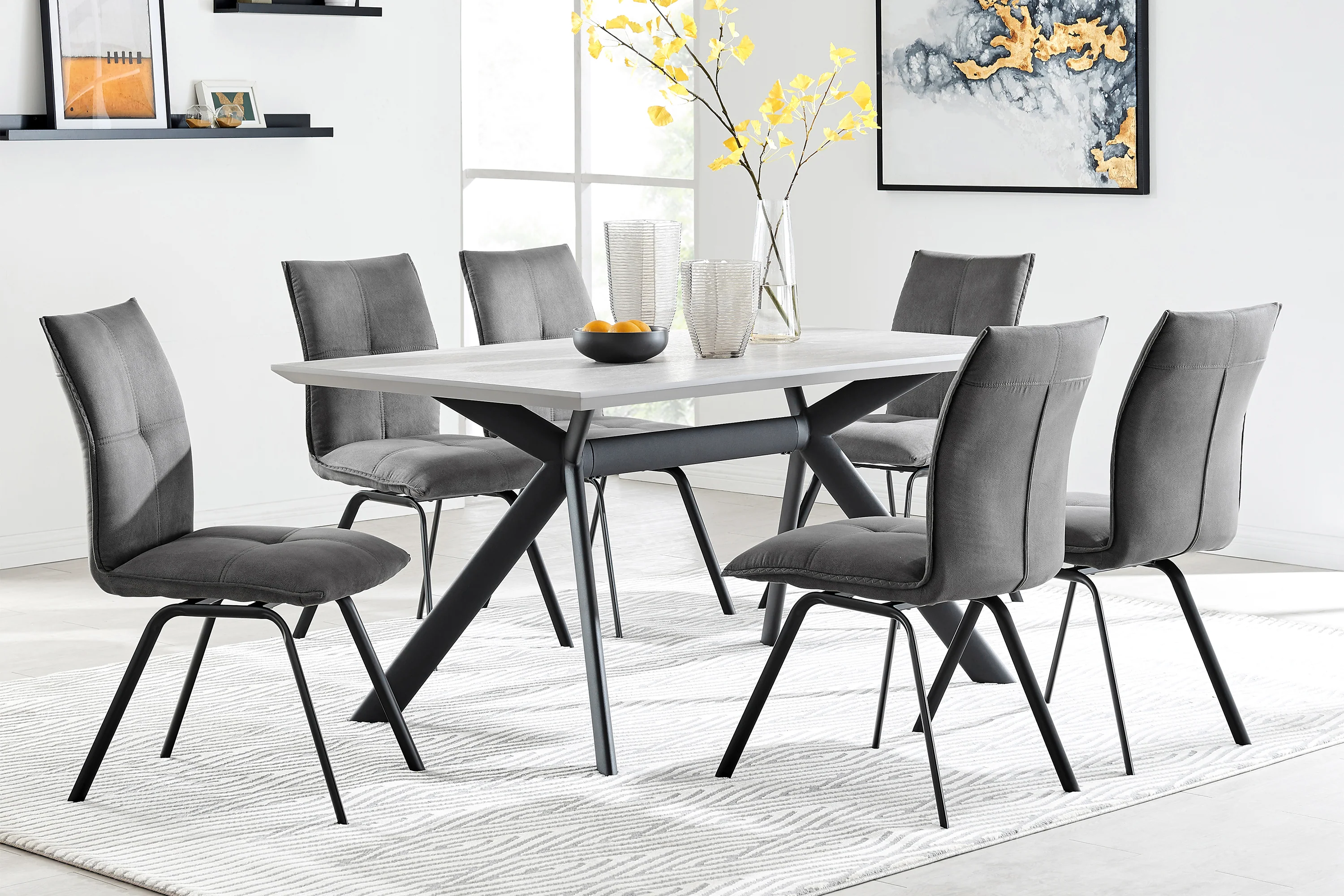 Margot Dark Gray Rectangular Dining Table with Black Finish By Armen Living - Image 9