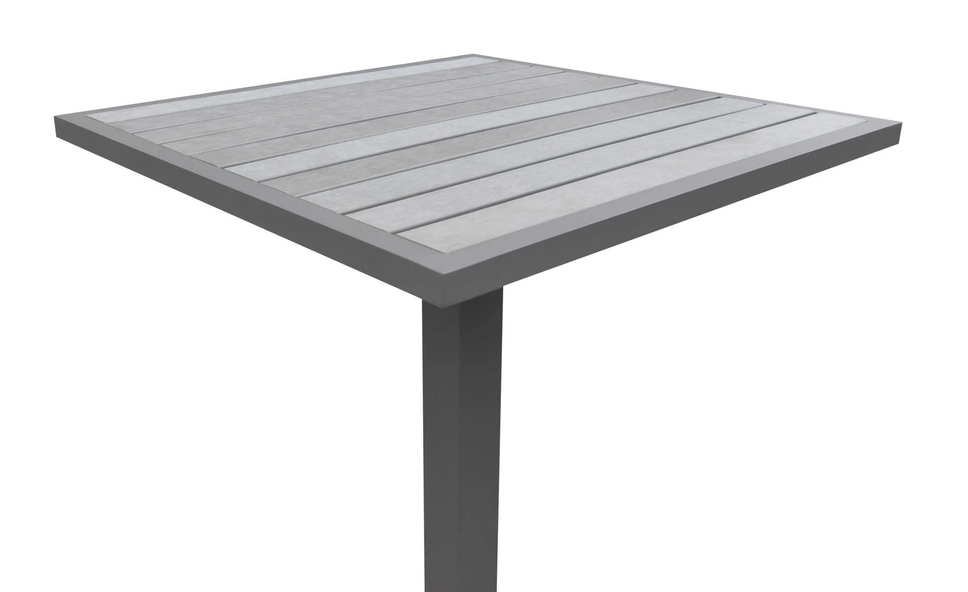 Marina Outdoor Grey Patio Bar Table in Grey Powder Coated Finish and Grey Wood Top By Armen Living - Image 6