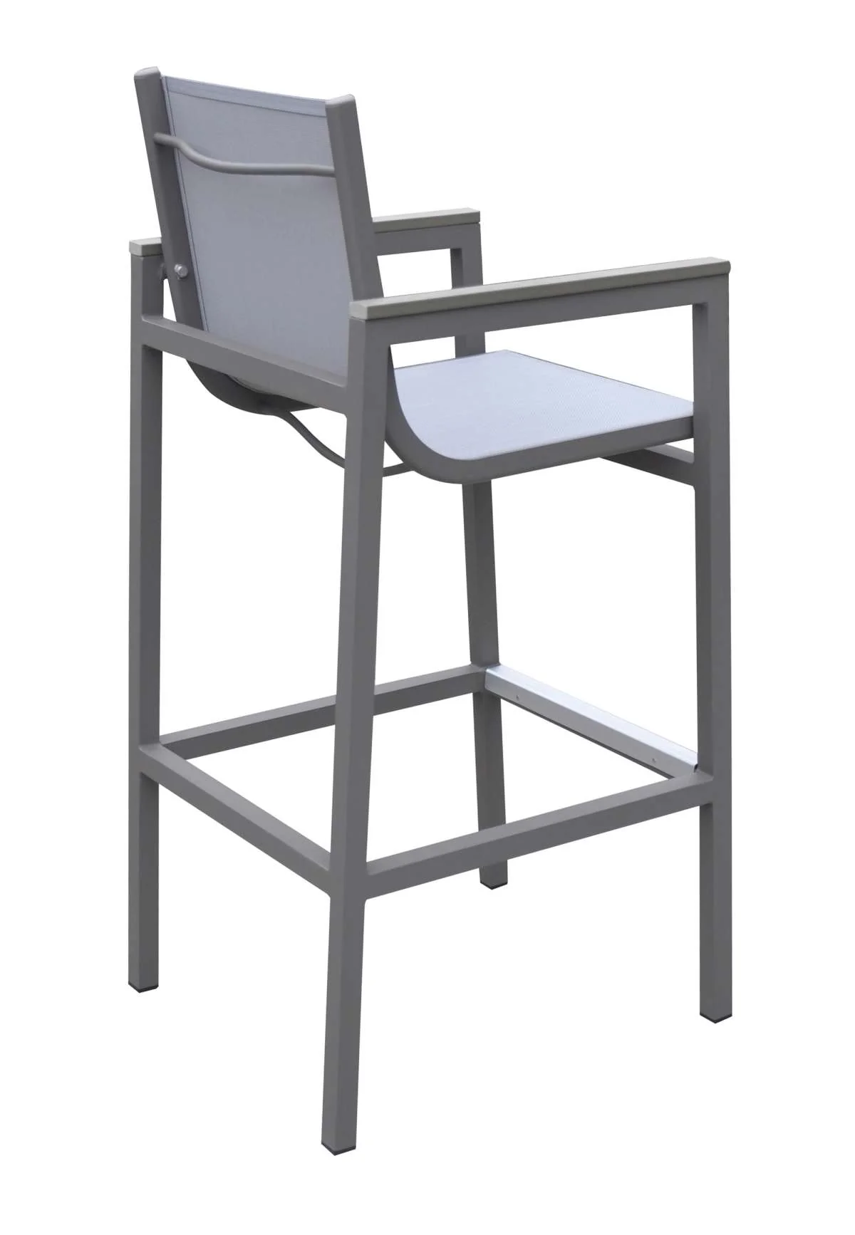 Marina Outdoor Patio Set Grey Finish and Grey Wood Top (Table with 4 barstools) By Armen Living - Image 4