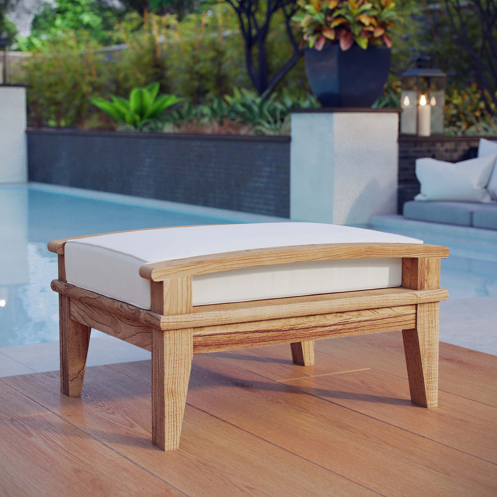 Marina Outdoor Patio Teak Ottoman By Modway - EEI-1152 - Image 16