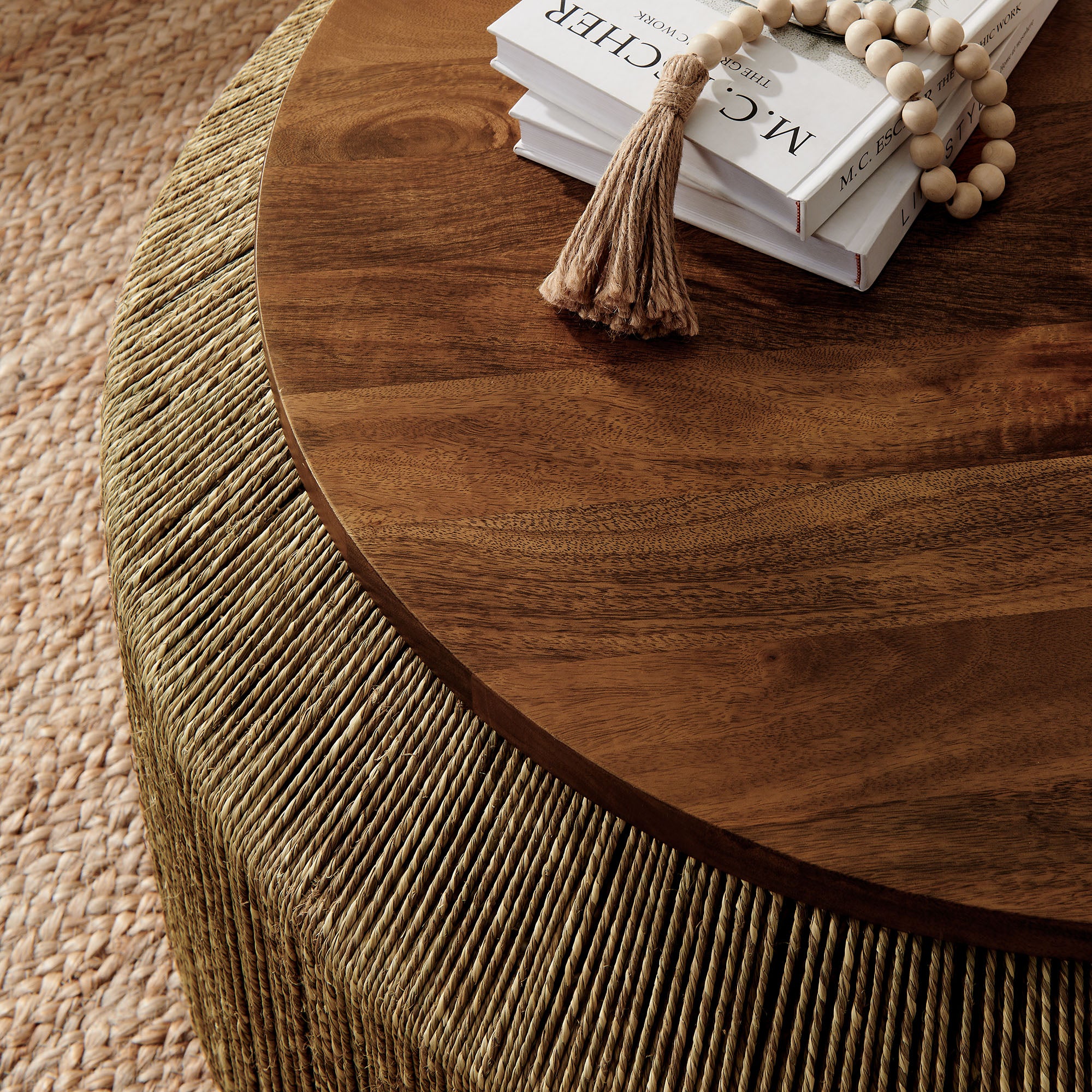 Maris Seagrass and Wood Coffee Table by Modway - Image 6