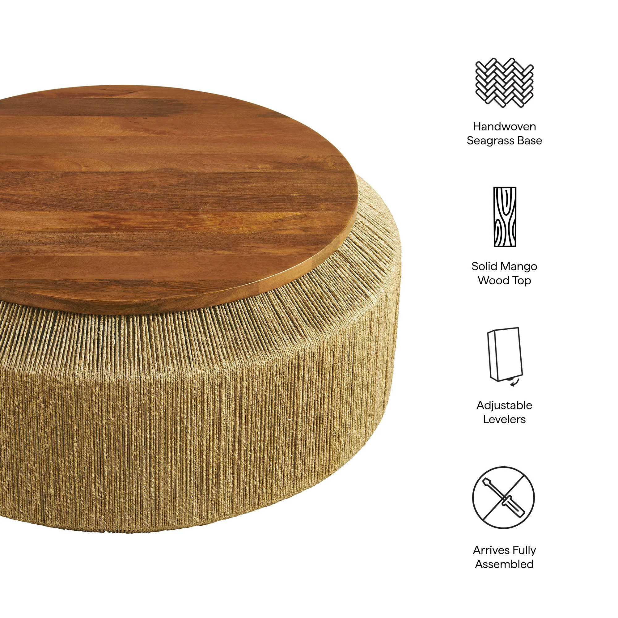 Maris Seagrass and Wood Coffee Table by Modway - Image 7