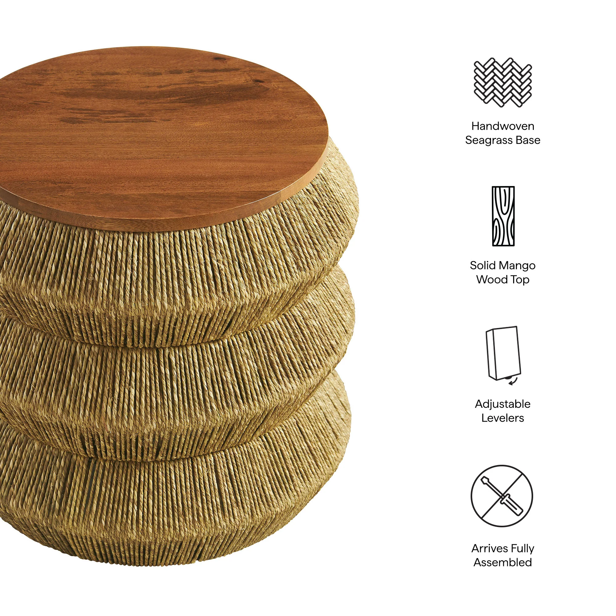 Maris Seagrass and Wood End Table by Modway - Image 7