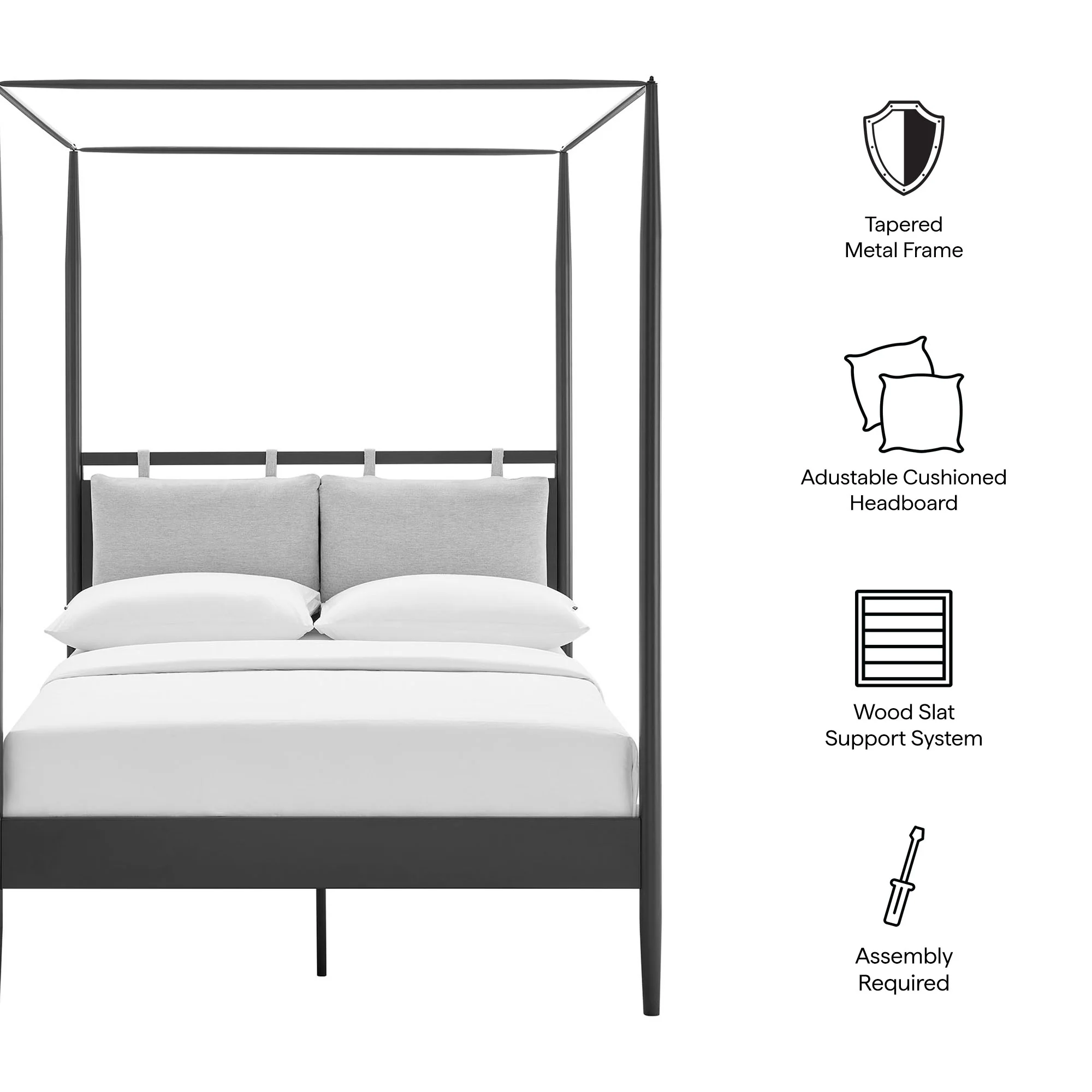 Marlowe 4-Poster Canopy Metal Full Platform Bed by Modway - Image 9