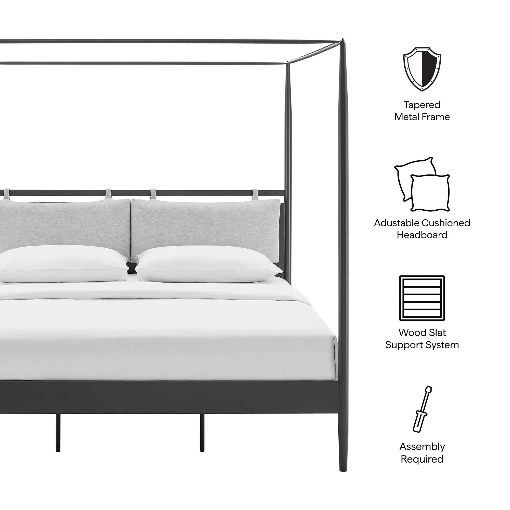 Marlowe 4-Poster Canopy Metal King Platform Bed by Modway - Image 9