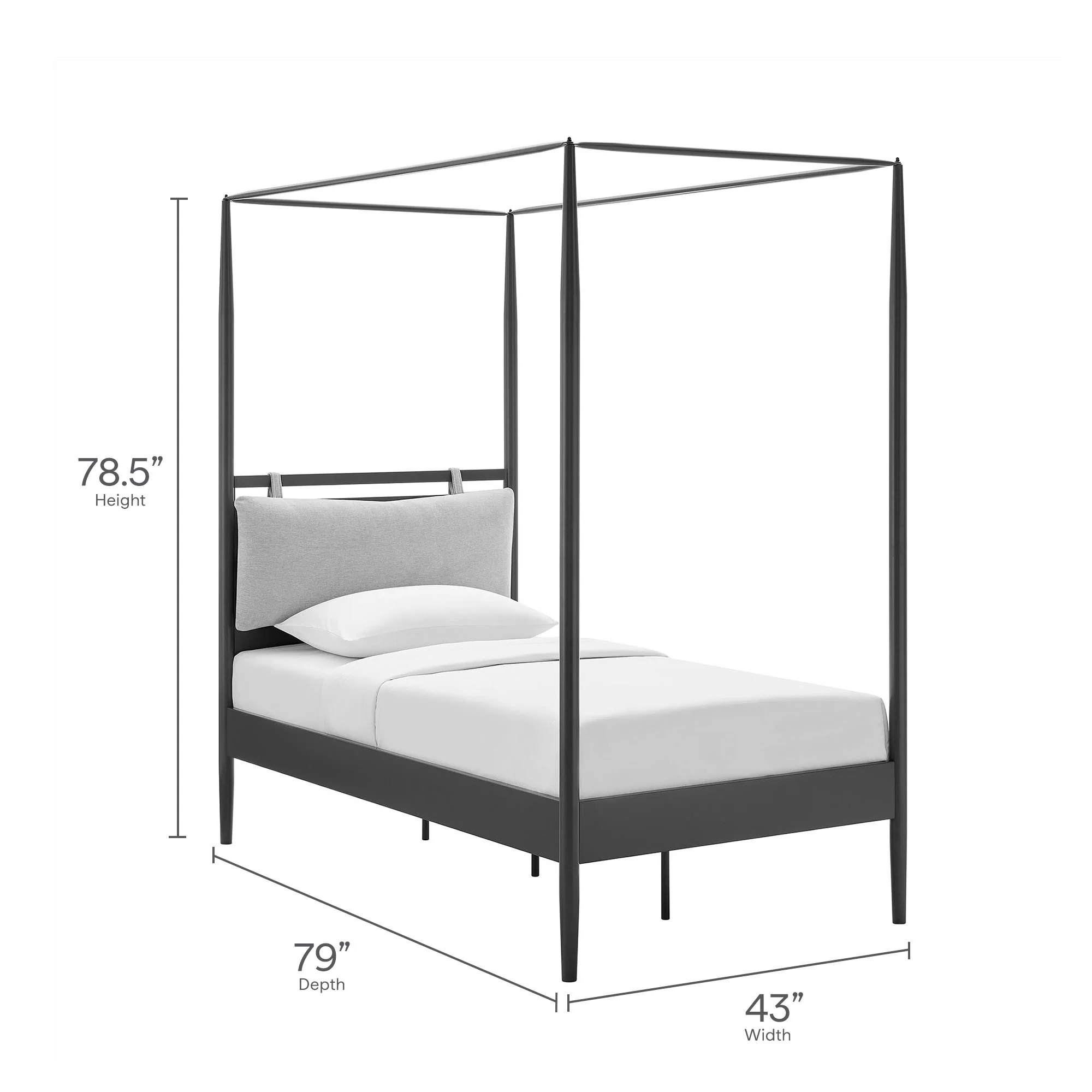 Marlowe 4-Poster Canopy Metal Twin Platform Bed by Modway - Image 10