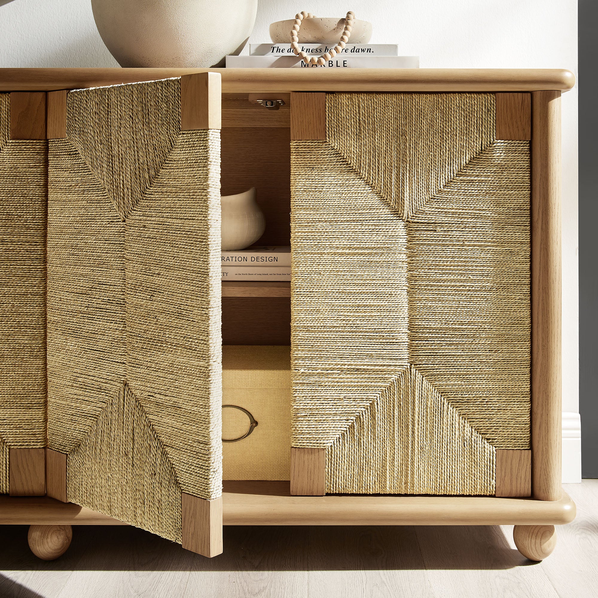 Marola 71 Inch Oak Wood Seagrass Sideboard by Modway - Image 7