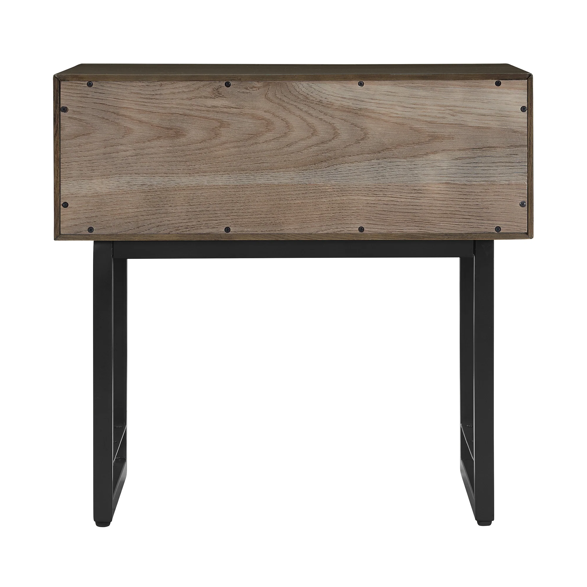 Marquis 1 Drawer Oak Wood Nighstand with Black Metal Legs By Armen Living - Image 5