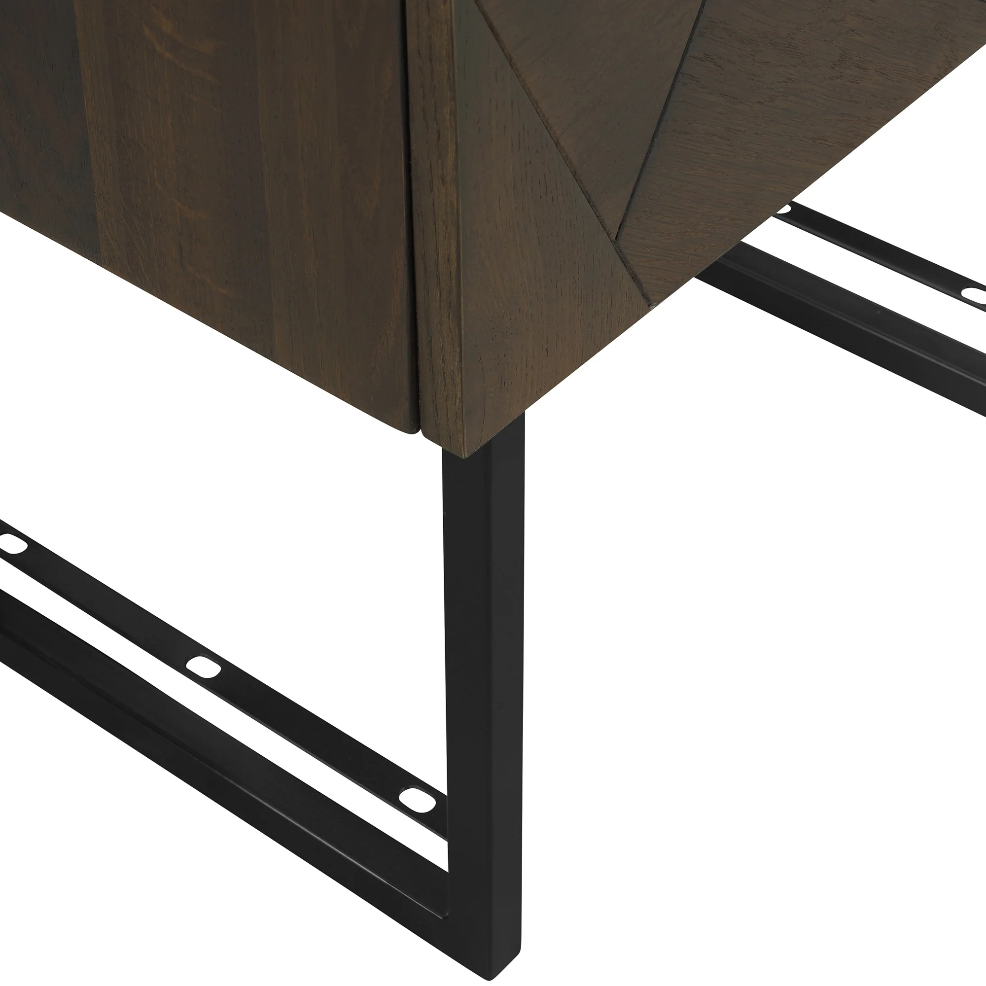 Marquis 1 Drawer Oak Wood Nighstand with Black Metal Legs By Armen Living - Image 7