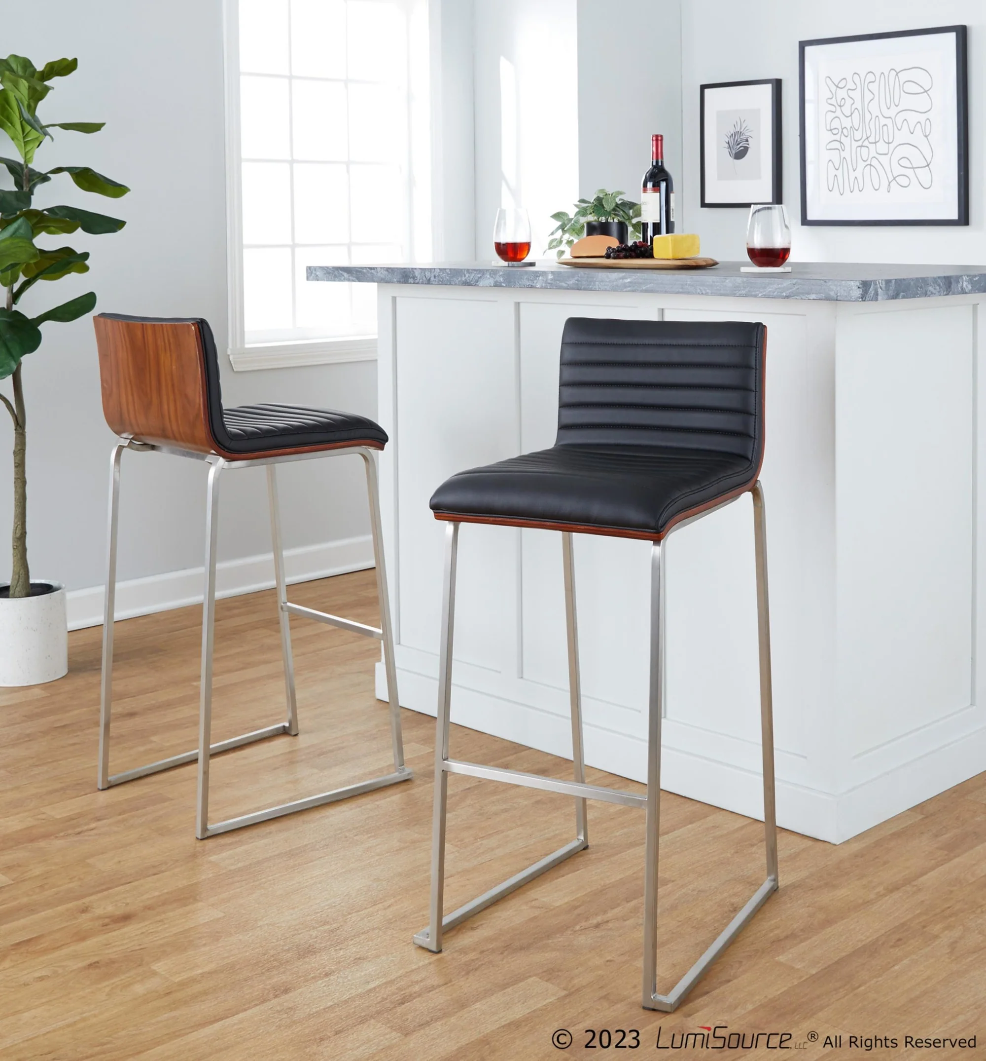 Mason Mara 30" Fixed-Height Barstool - Set of 2 By LumiSource - B30-MASONPU-MARA1 AUWLBK2 - Image 17