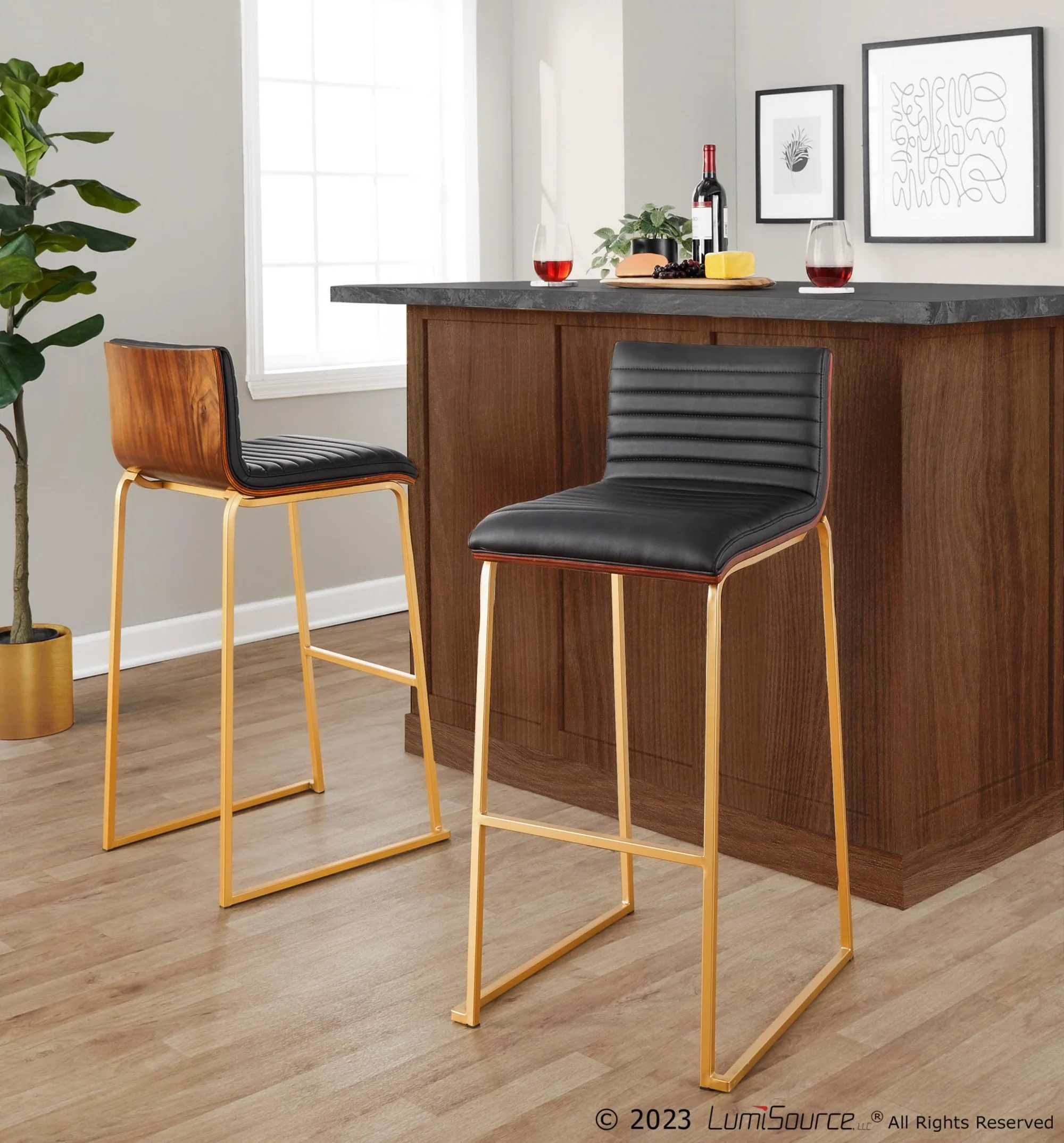 Mason Mara 30" Fixed-Height Barstool - Set of 2 By LumiSource - B30-MASONPU-MARA1 AUWLBK2 - Image 2