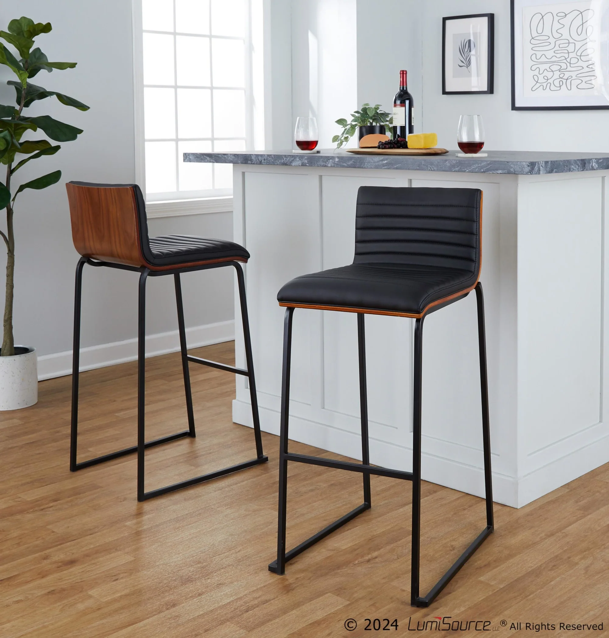 Mason Mara 30" Fixed-Height Barstool - Set of 2 By LumiSource - B30-MASONPU-MARA1 AUWLBK2 - Image 9