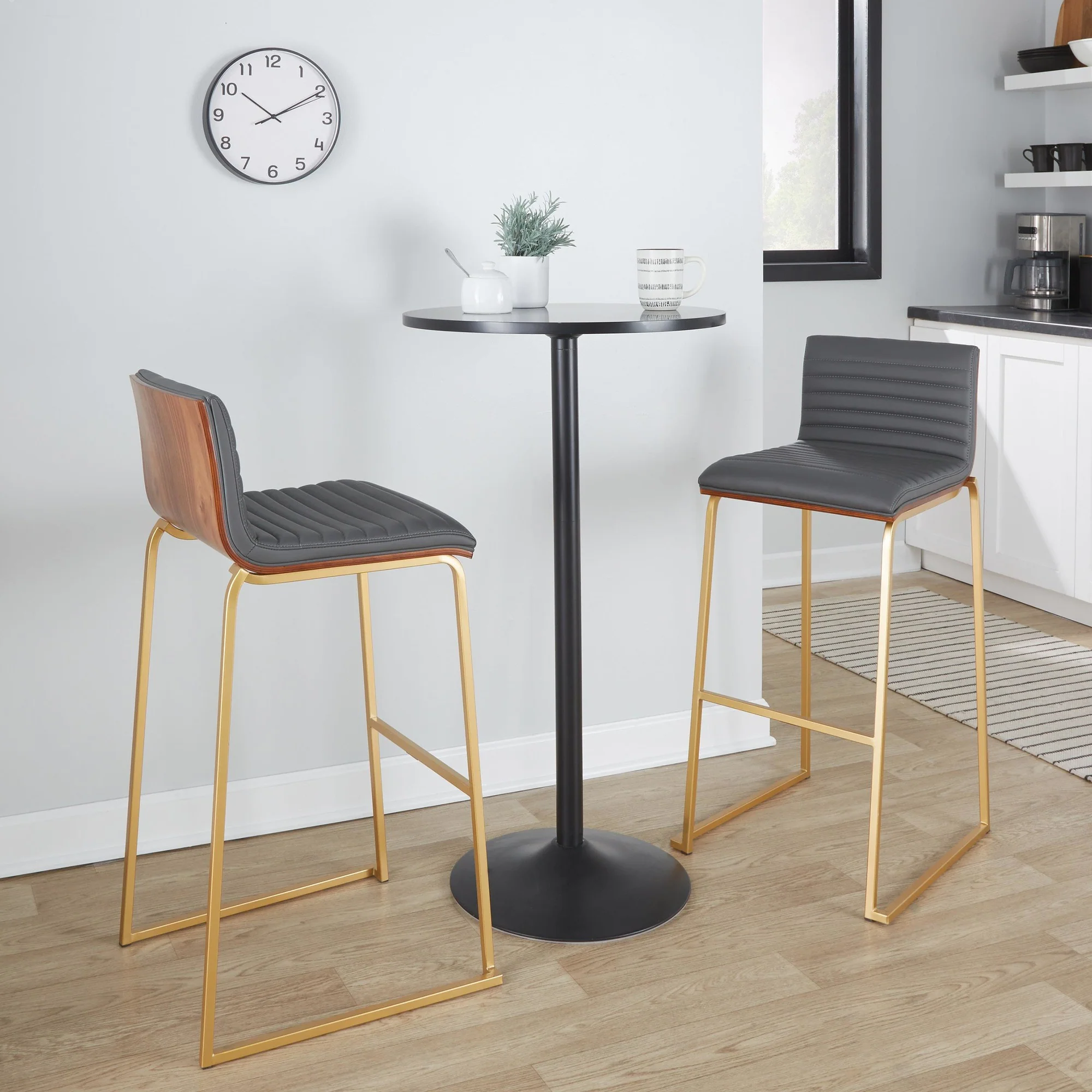 Mason Mara 30" Fixed-Height Barstool - Set of 2 Gray By LumiSource - Image 2