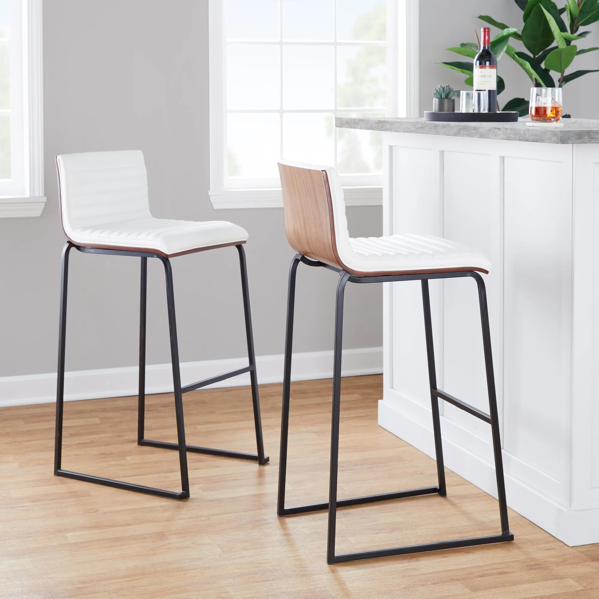 Mason Mara 30" Fixed-Height Barstool - Set of 2 Gray By LumiSource - Image 10