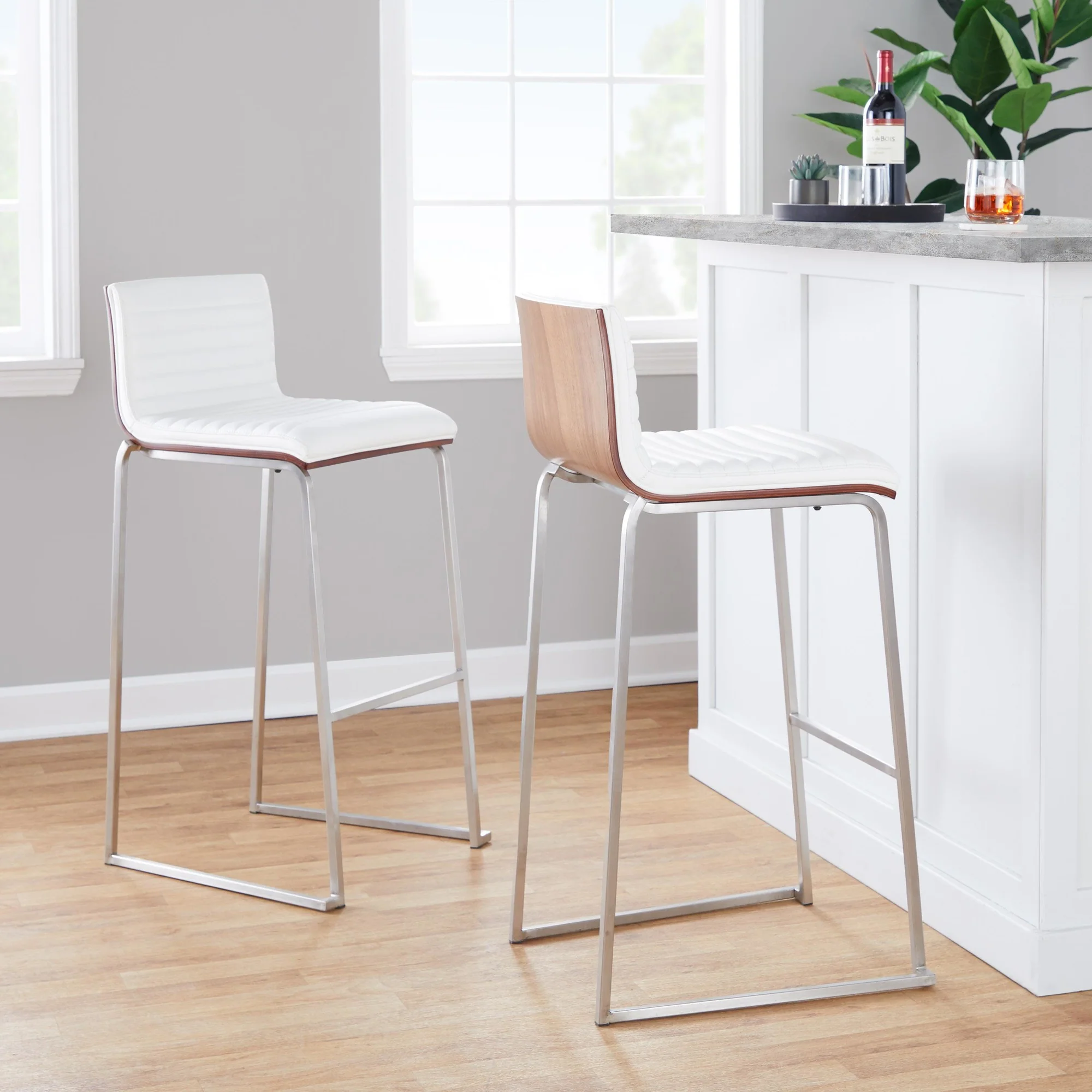 Mason Mara 30" Fixed-Height Barstool - Set of 2 Gray By LumiSource - Image 10