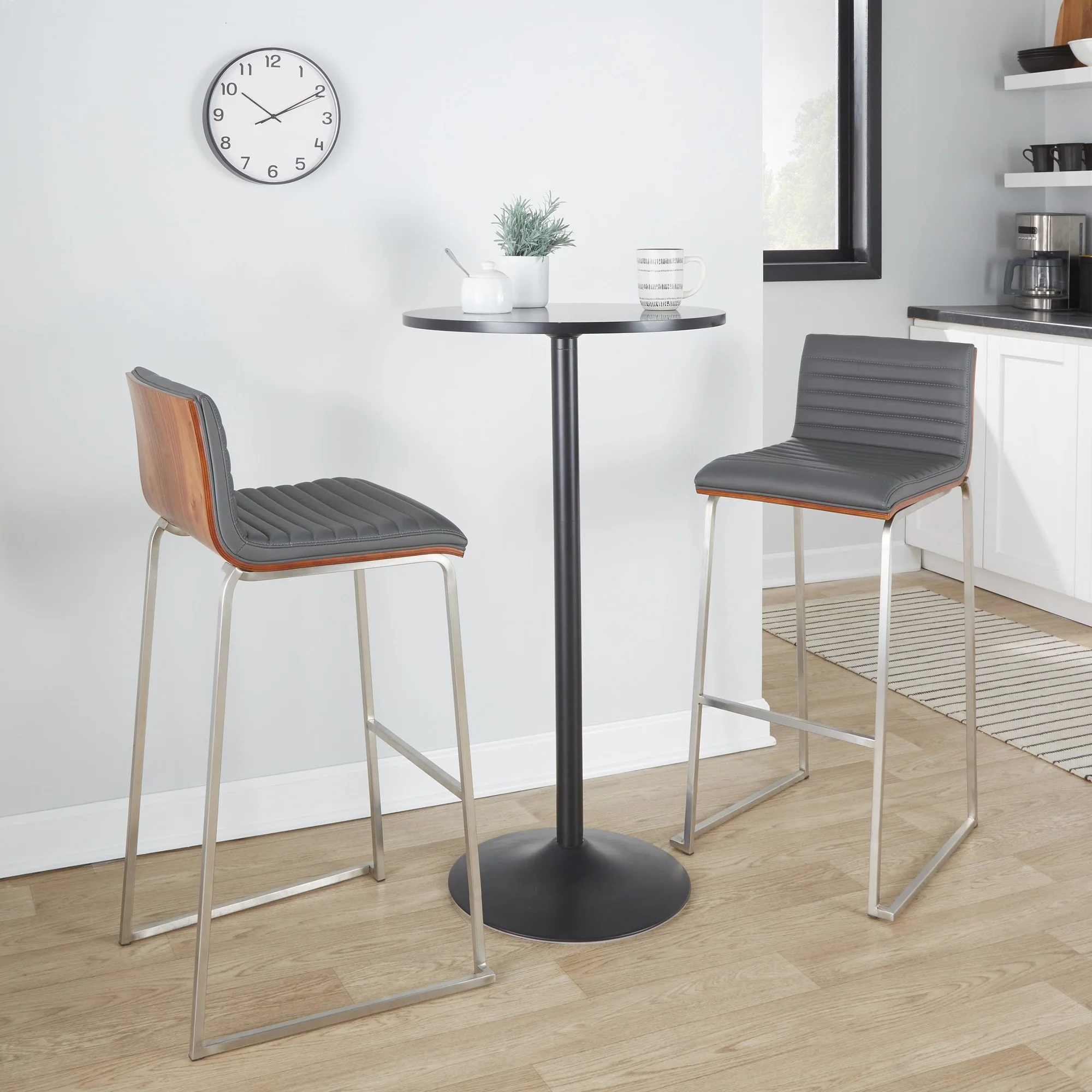 Mason Mara 30" Fixed-Height Barstool - Set of 2 Gray By LumiSource - Image 2
