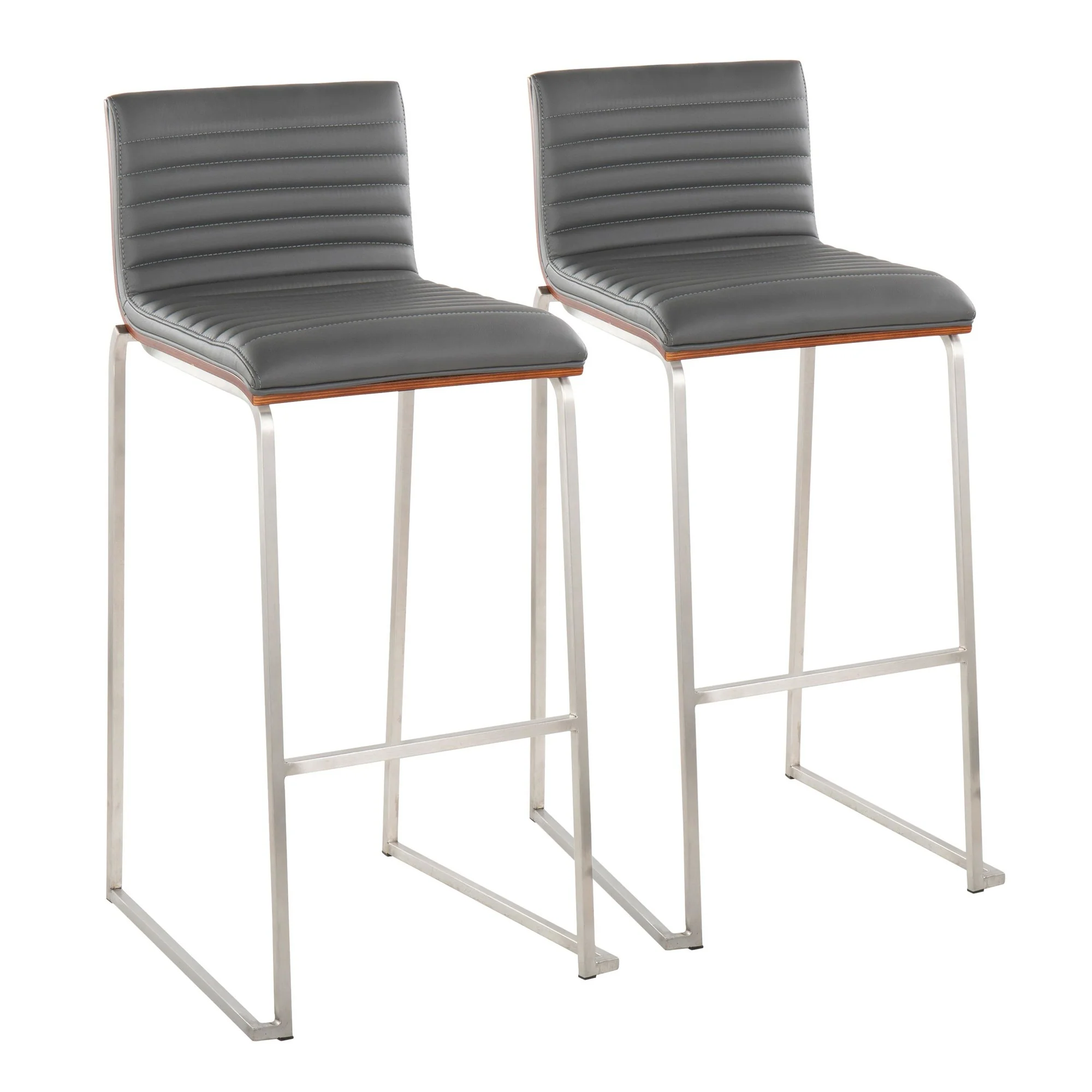 Mason Mara 30" Fixed-Height Barstool - Set of 2 Gray By LumiSource - Image 3