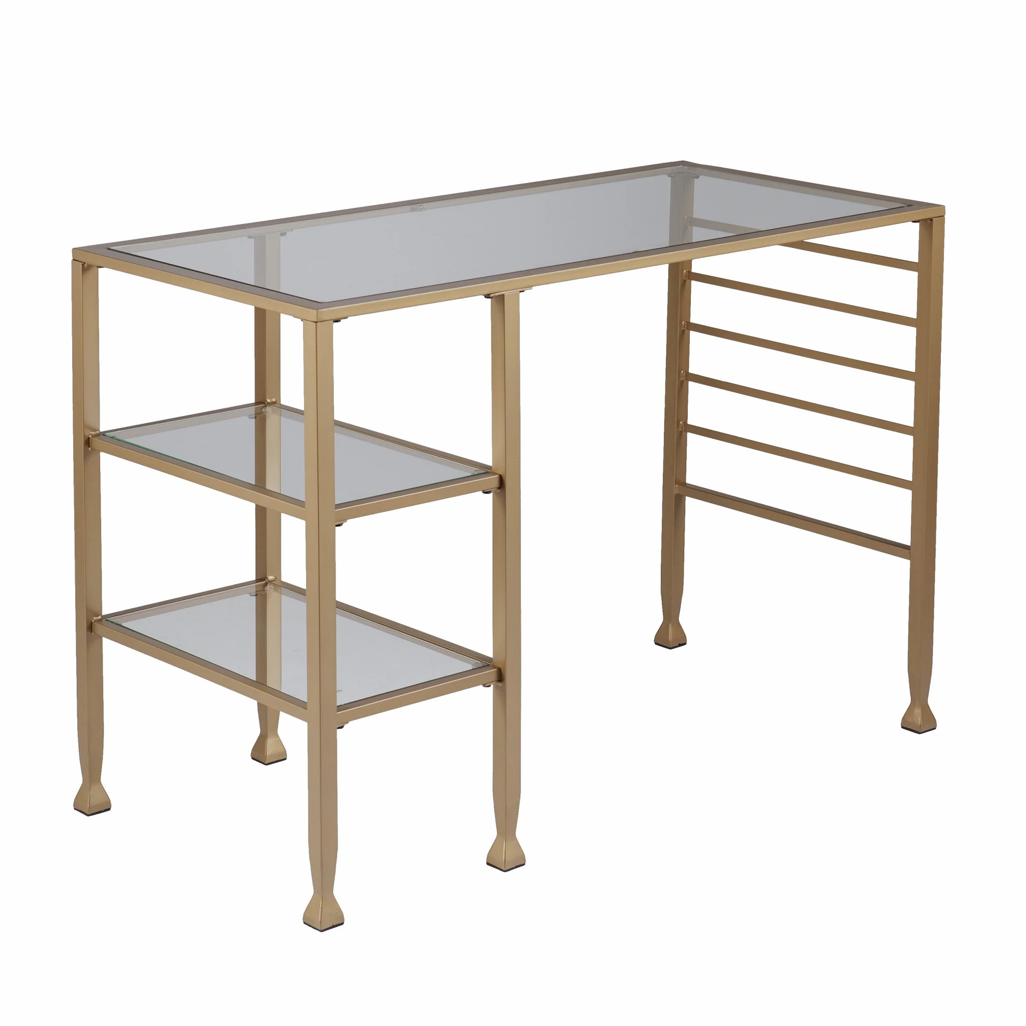 Matt Gold and Glass Writing Desk By Homeroots - Image 3