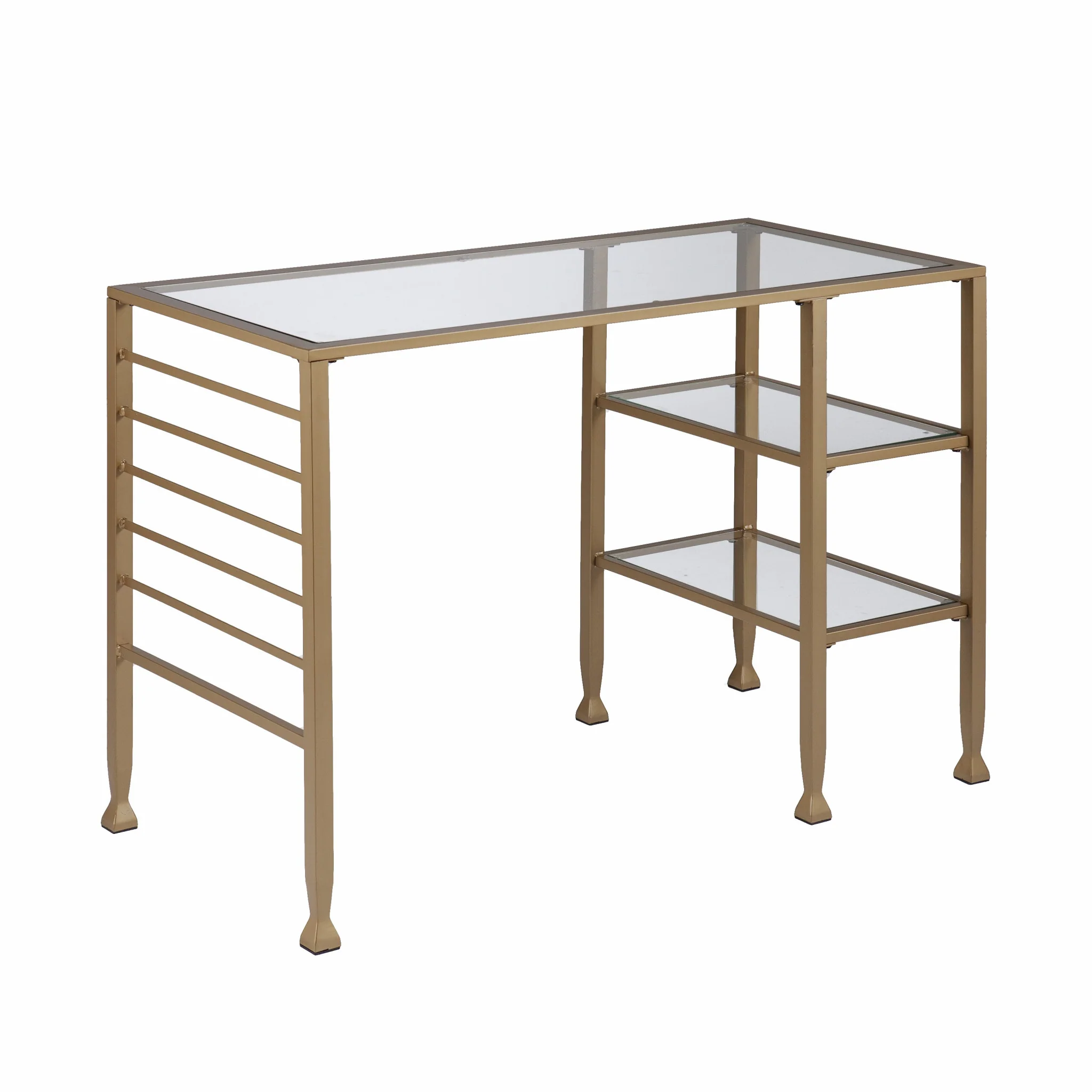 Matt Gold and Glass Writing Desk By Homeroots - Image 7