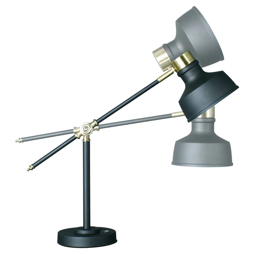 Matte Black and Antiqued Brass LED Adjustable Desk Lamp By Homeroots - Image 4