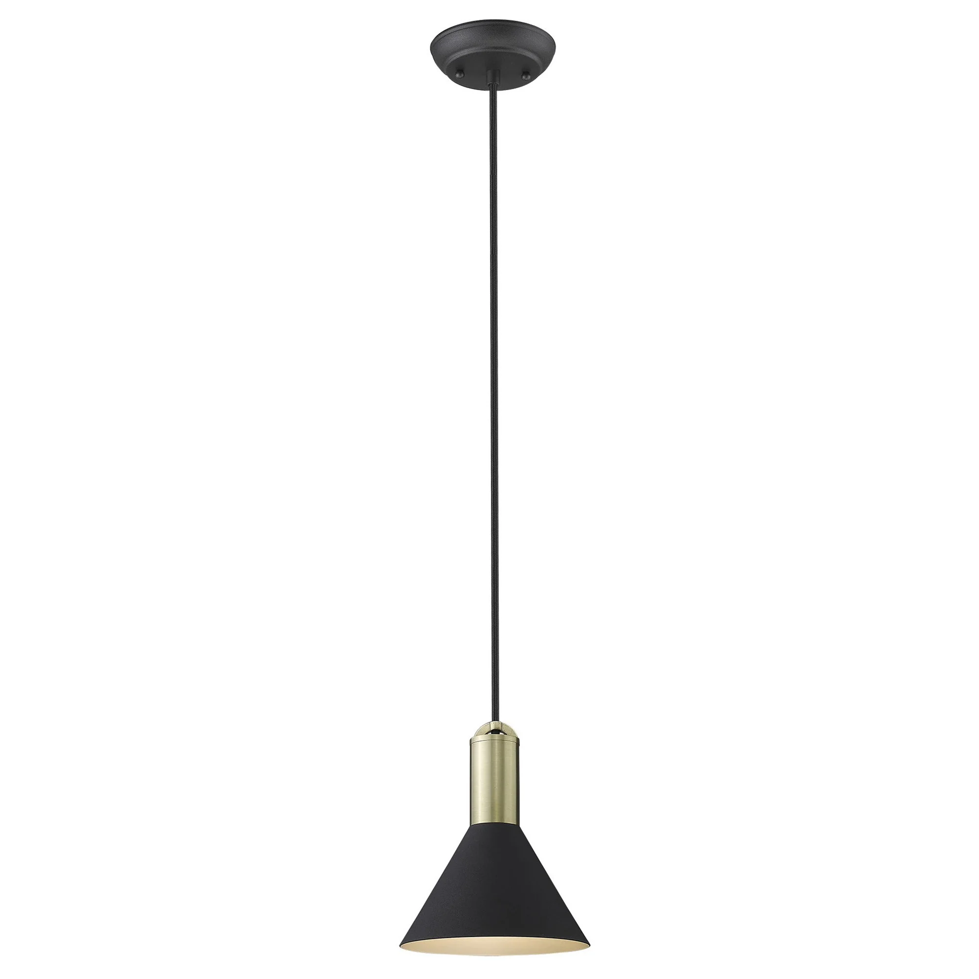 Matte Black and Gold Conical Pendant Hanging Light By Homeroots - Image 2