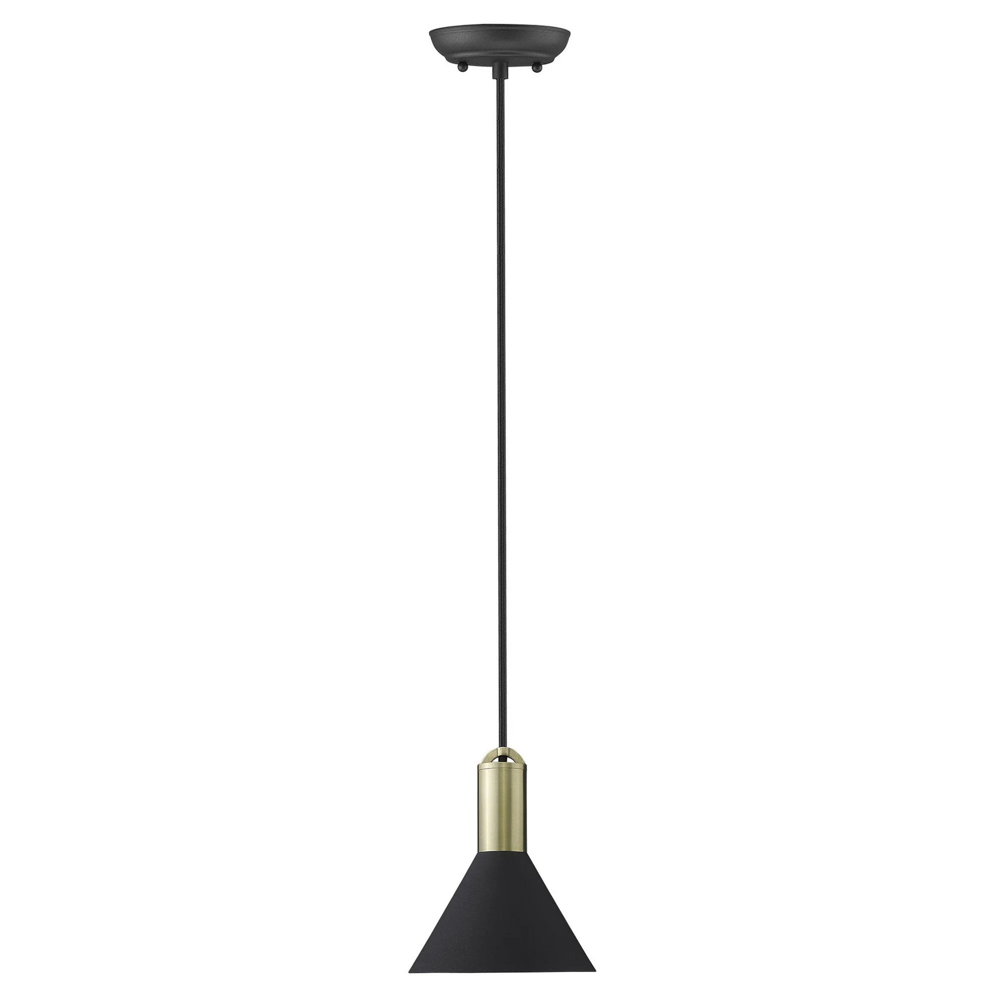 Matte Black and Gold Conical Pendant Hanging Light By Homeroots - Image 3
