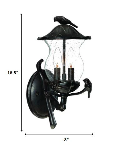 Matte Black Bird Detail Lantern Wall Light By Homeroots - Image 2