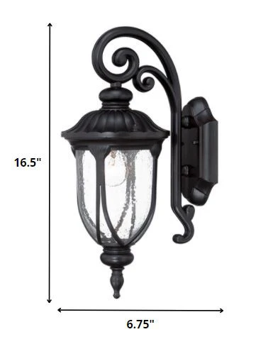 Matte Black Cast Aluminum Glass Lantern Wall Sconce By Homeroots - Image 2