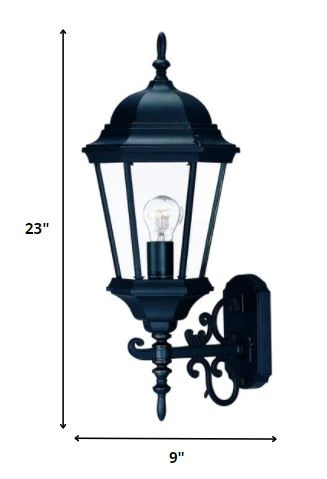 Matte Black Domed Glass Lantern Wall Light By Homeroots - Image 2