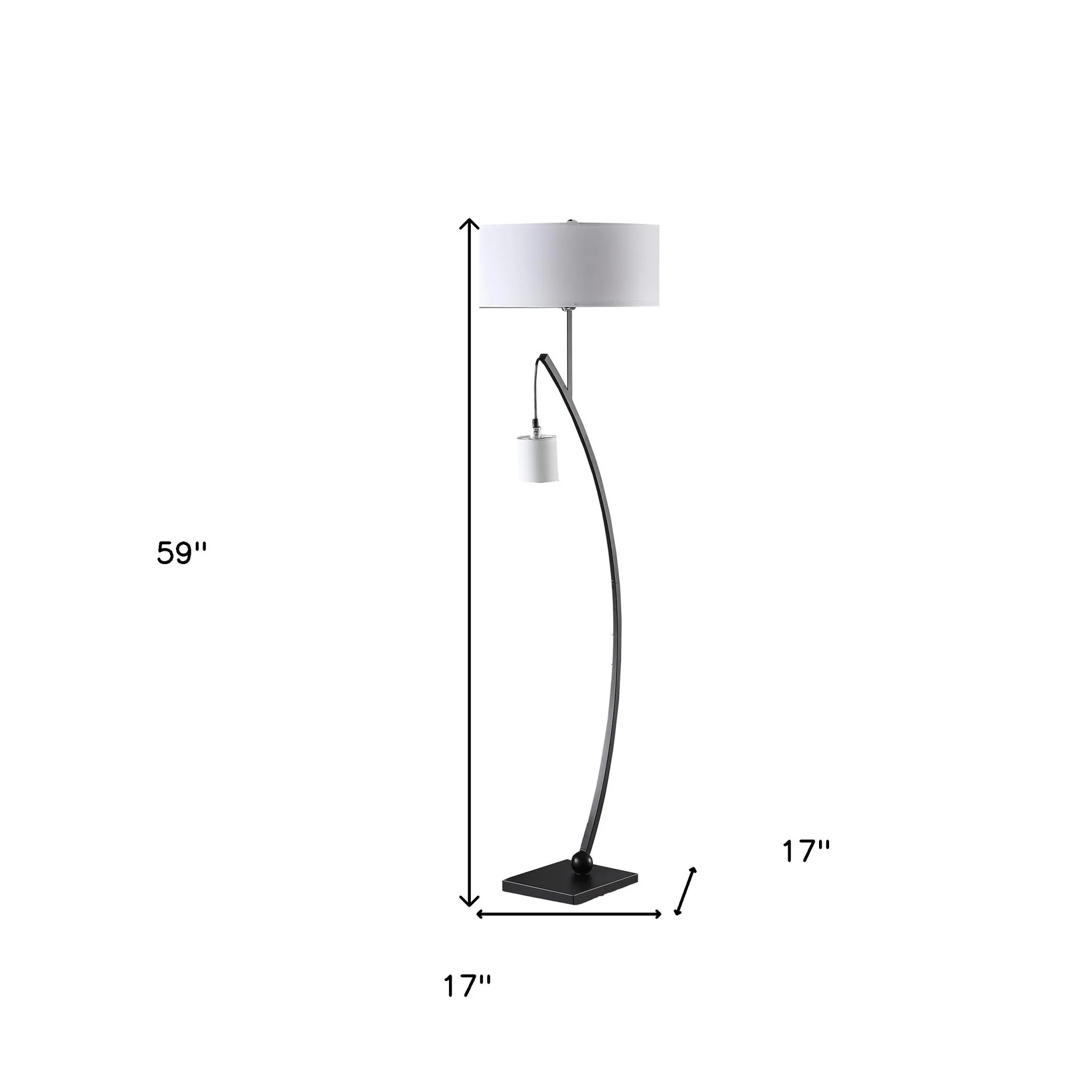 Matte Black Dual Arc Floor Lamp With White Drum Shade By Homeroots - Image 7